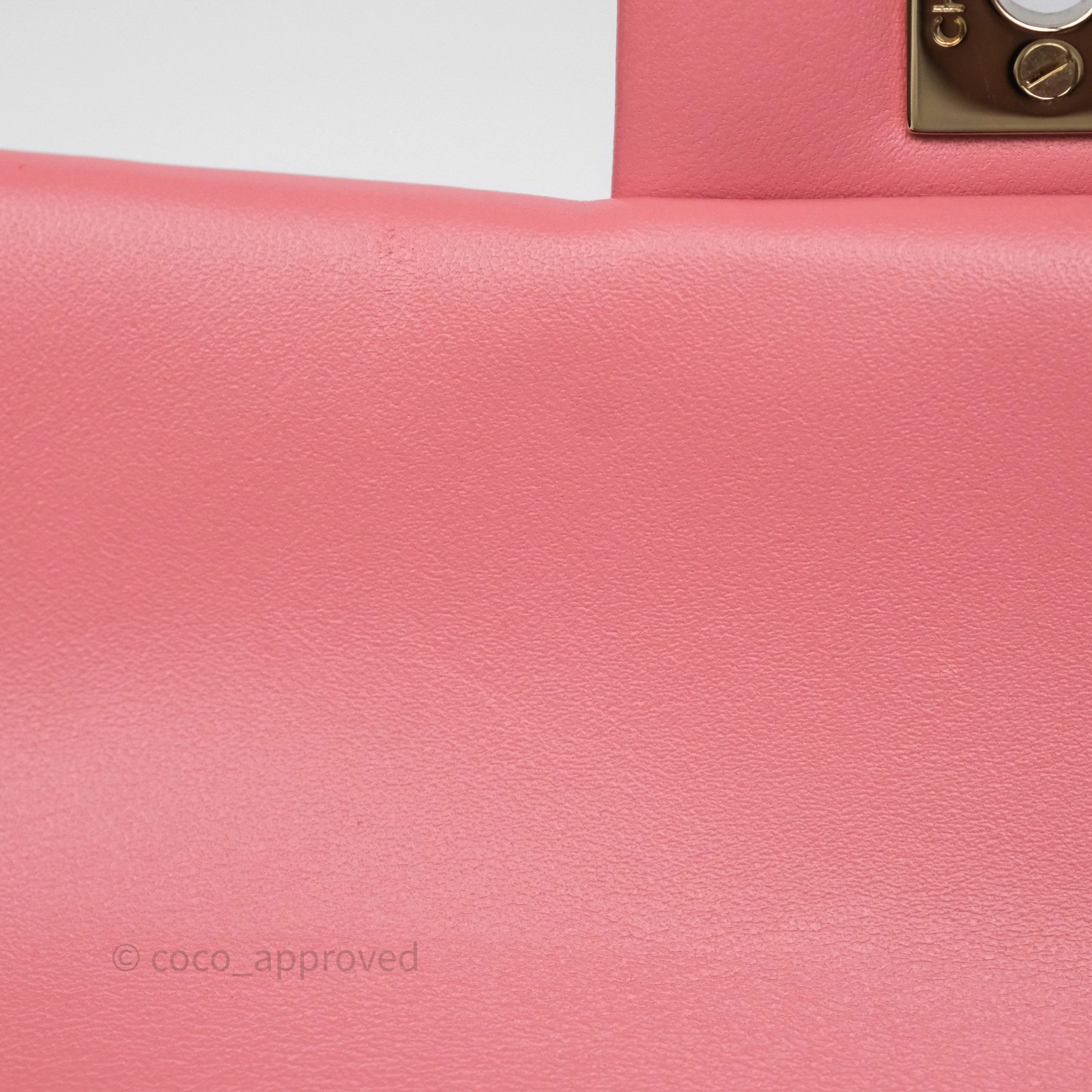 Chanel Top Handle Mini Rectangular Flap Pink Lambskin Gold Hardware