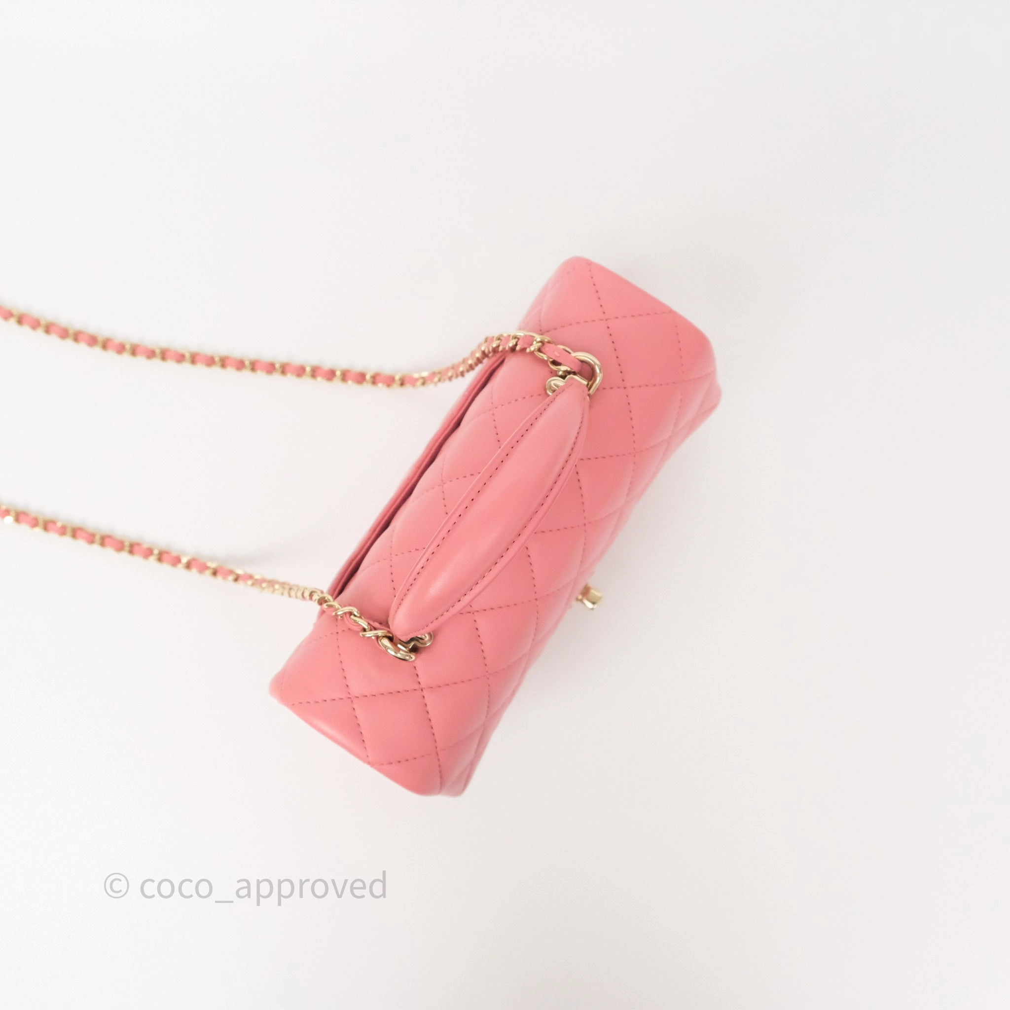 Chanel Top Handle Mini Rectangular Flap Pink Lambskin Gold Hardware