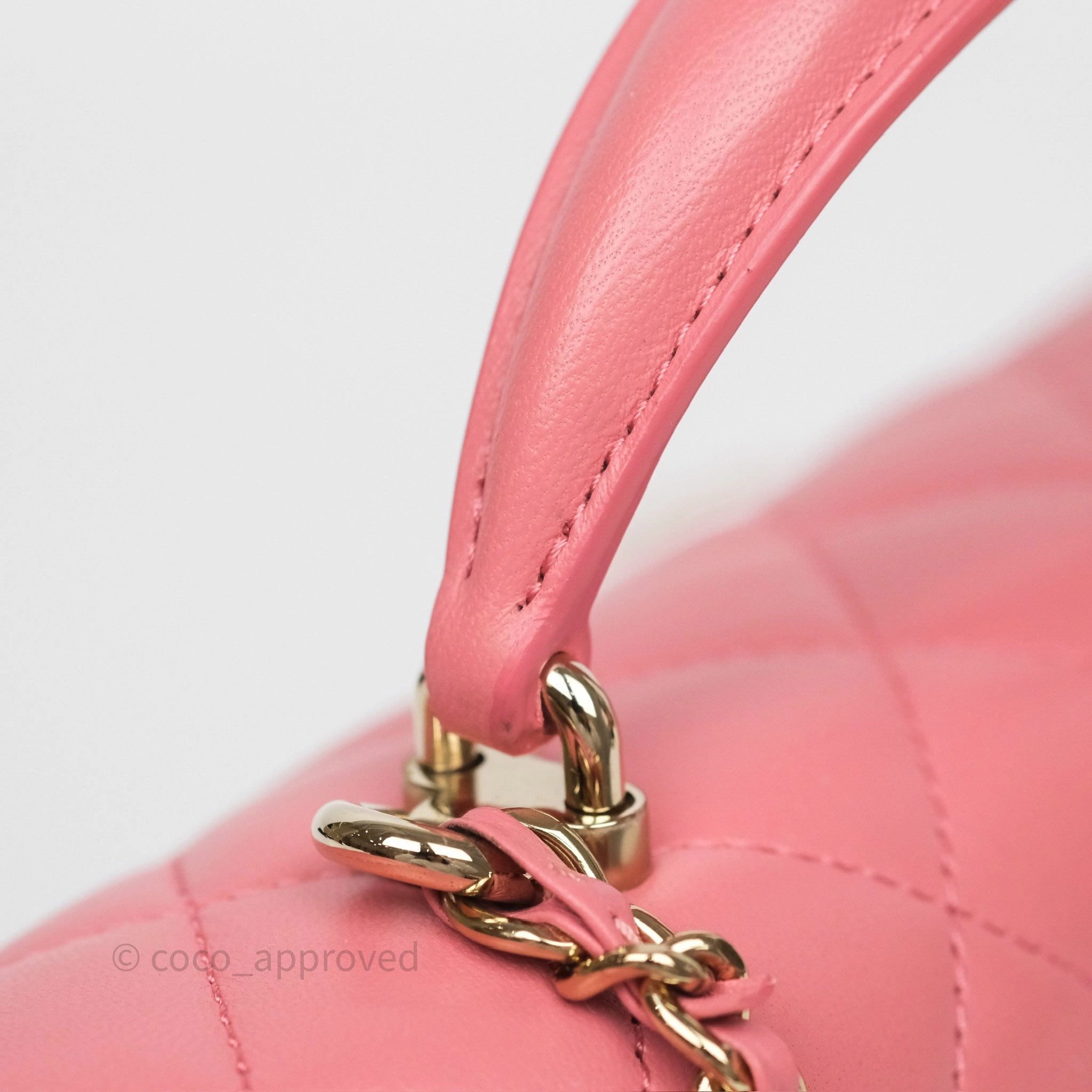 Chanel Top Handle Mini Rectangular Flap Pink Lambskin Gold Hardware
