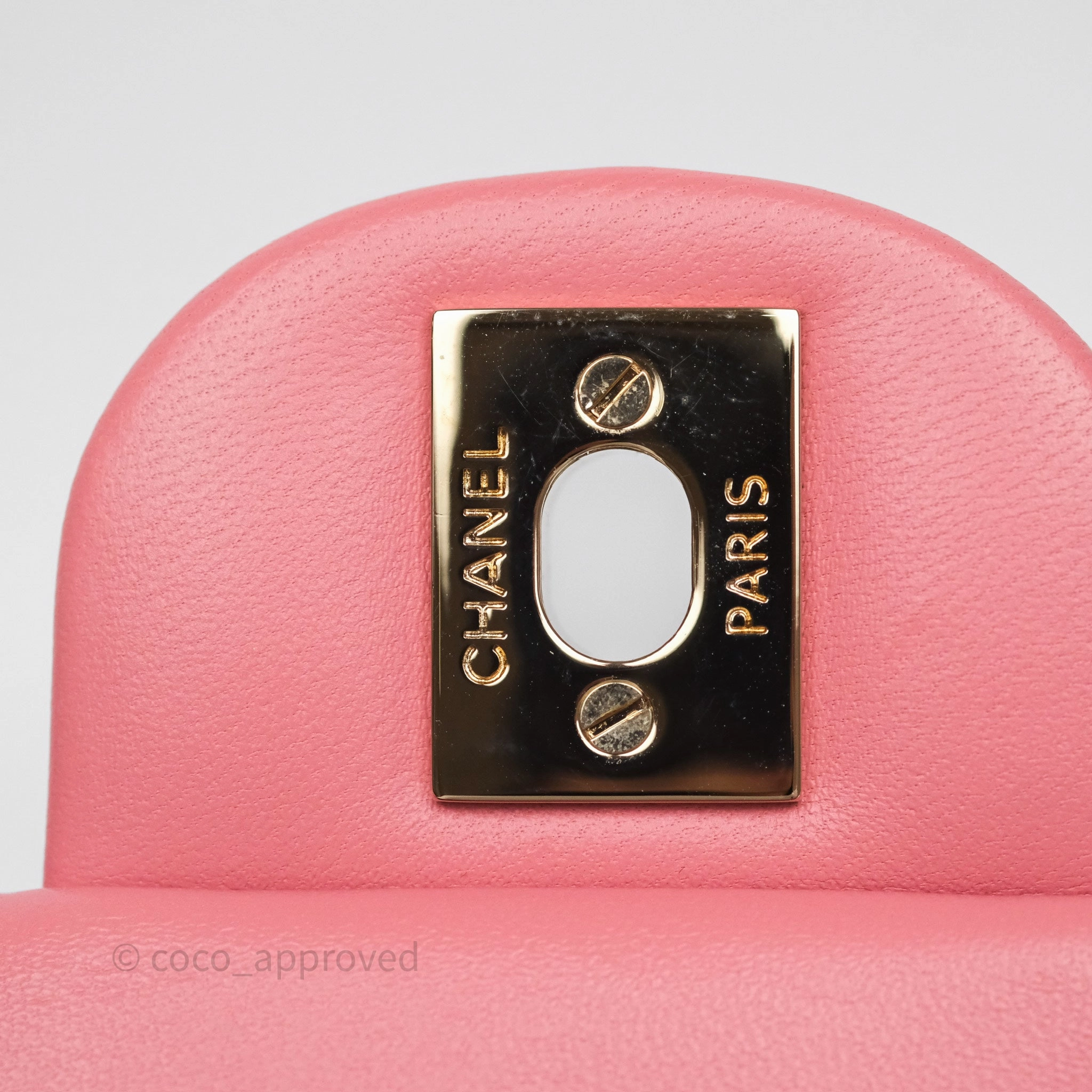 Chanel Top Handle Mini Rectangular Flap Pink Lambskin Gold Hardware