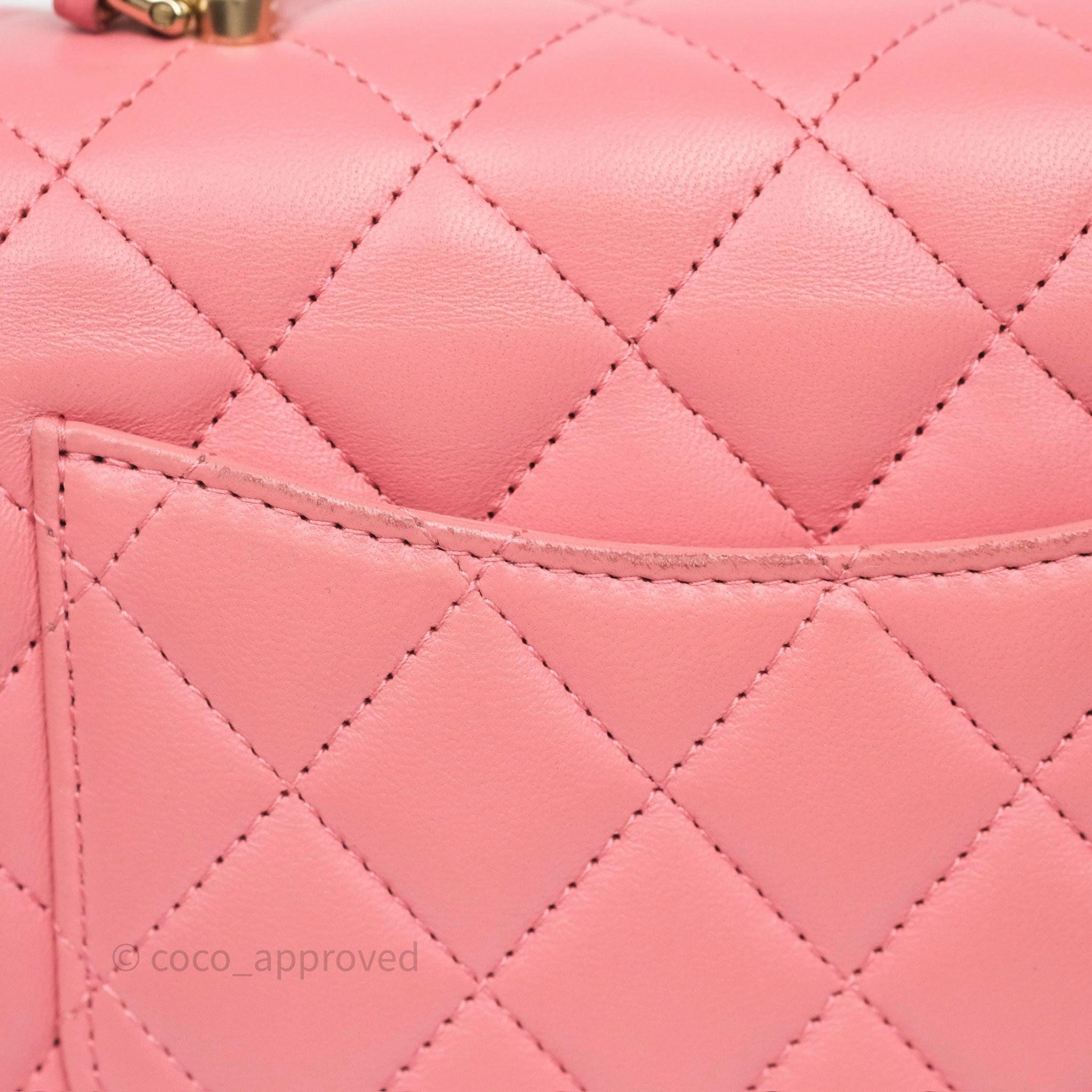 Chanel Top Handle Mini Rectangular Flap Pink Lambskin Gold Hardware