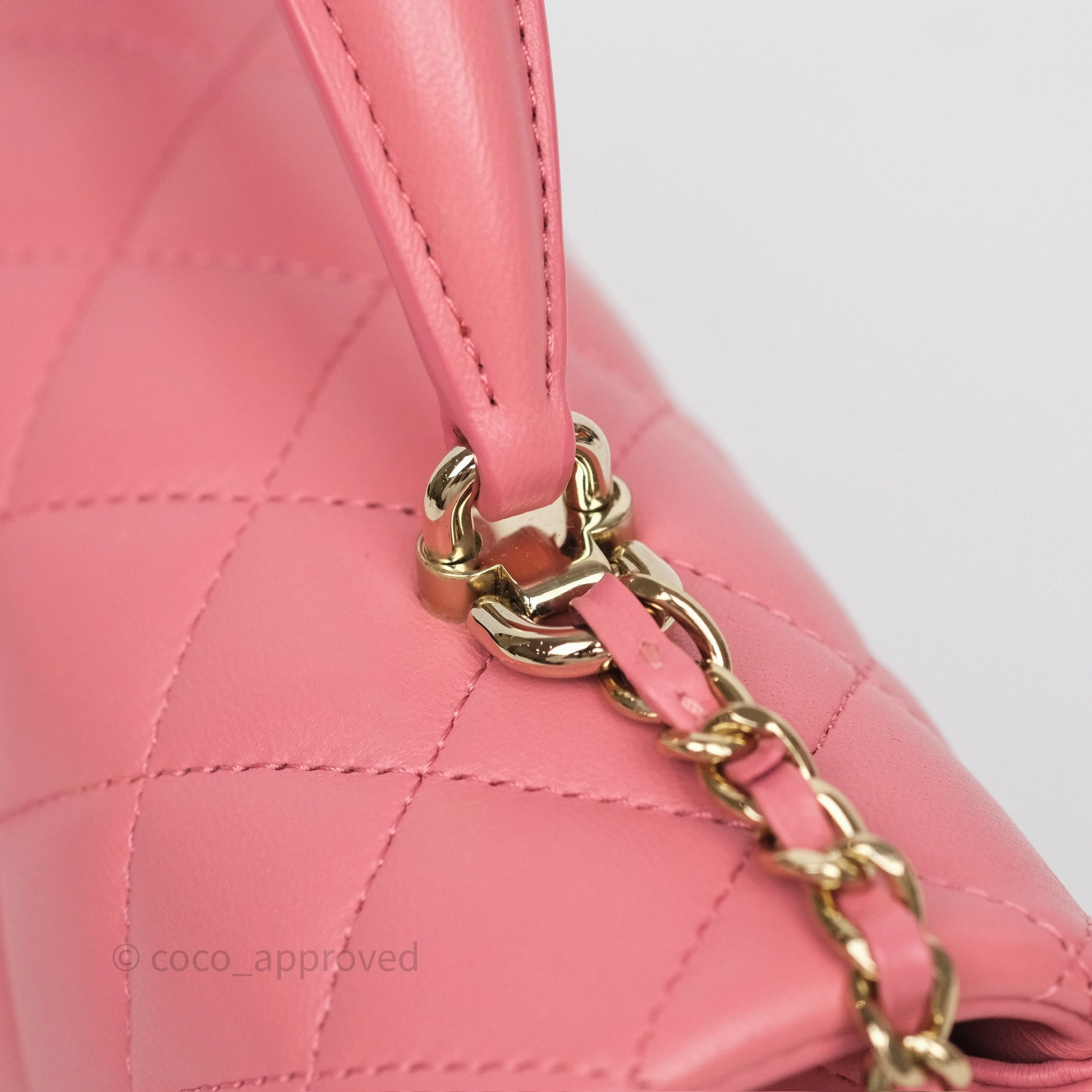 Chanel Top Handle Mini Rectangular Flap Pink Lambskin Gold Hardware