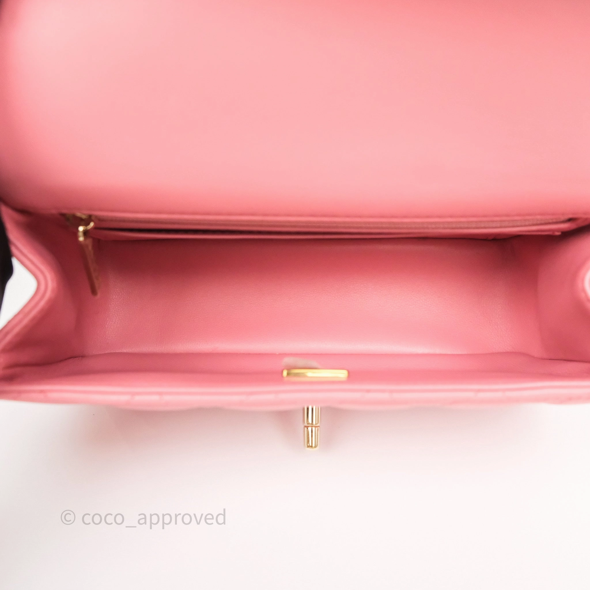 Chanel Top Handle Mini Rectangular Flap Pink Lambskin Gold Hardware