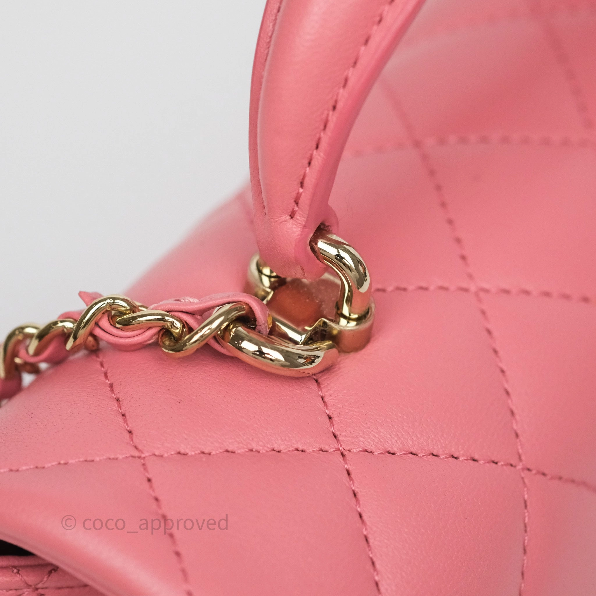 Chanel Top Handle Mini Rectangular Flap Pink Lambskin Gold Hardware