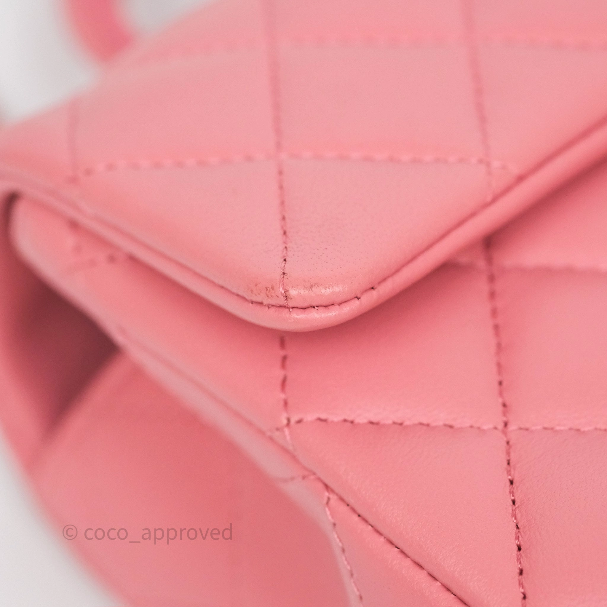 Chanel Top Handle Mini Rectangular Flap Pink Lambskin Gold Hardware