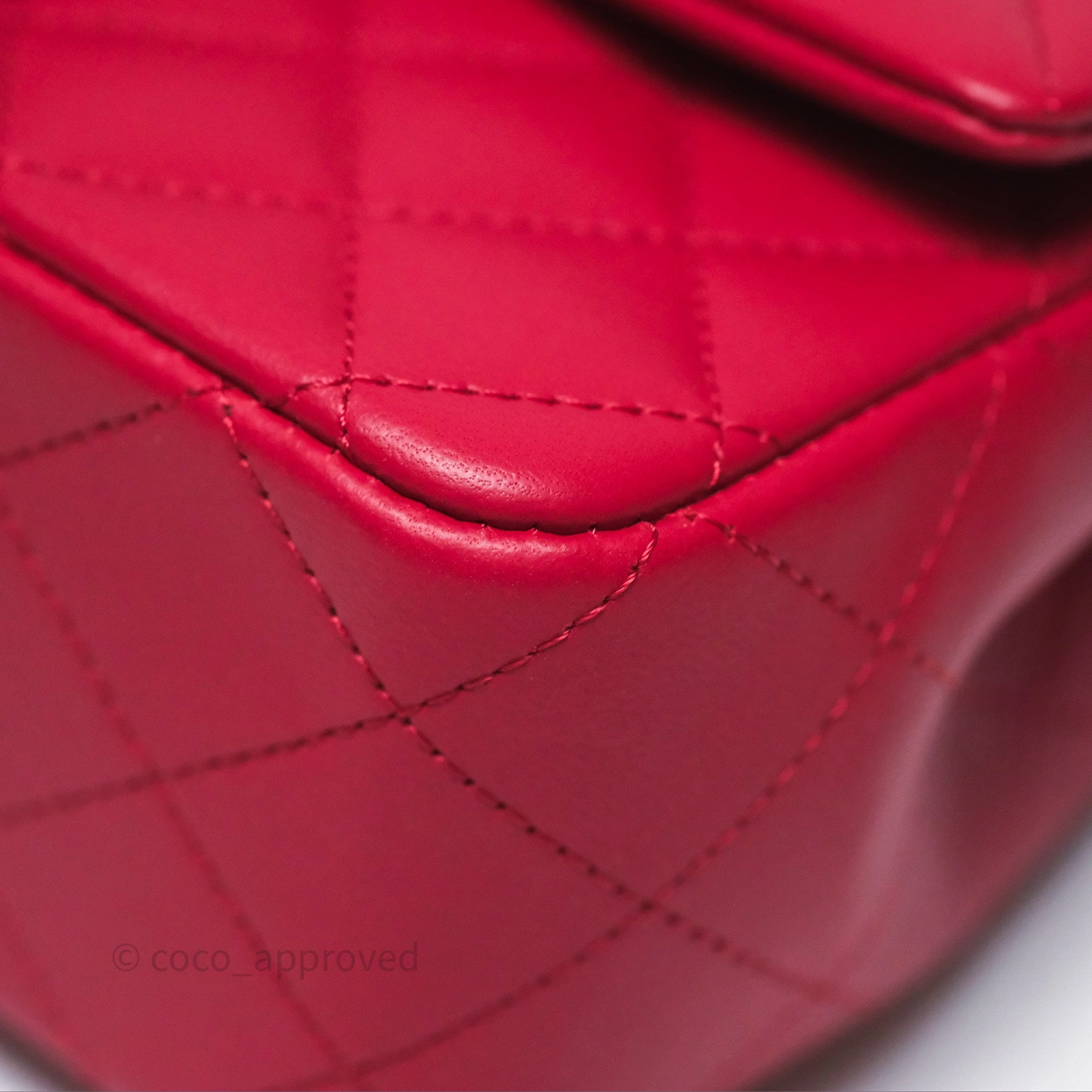 Chanel Top Handle Mini Rectangular Flap Red Lambskin Gold Hardware