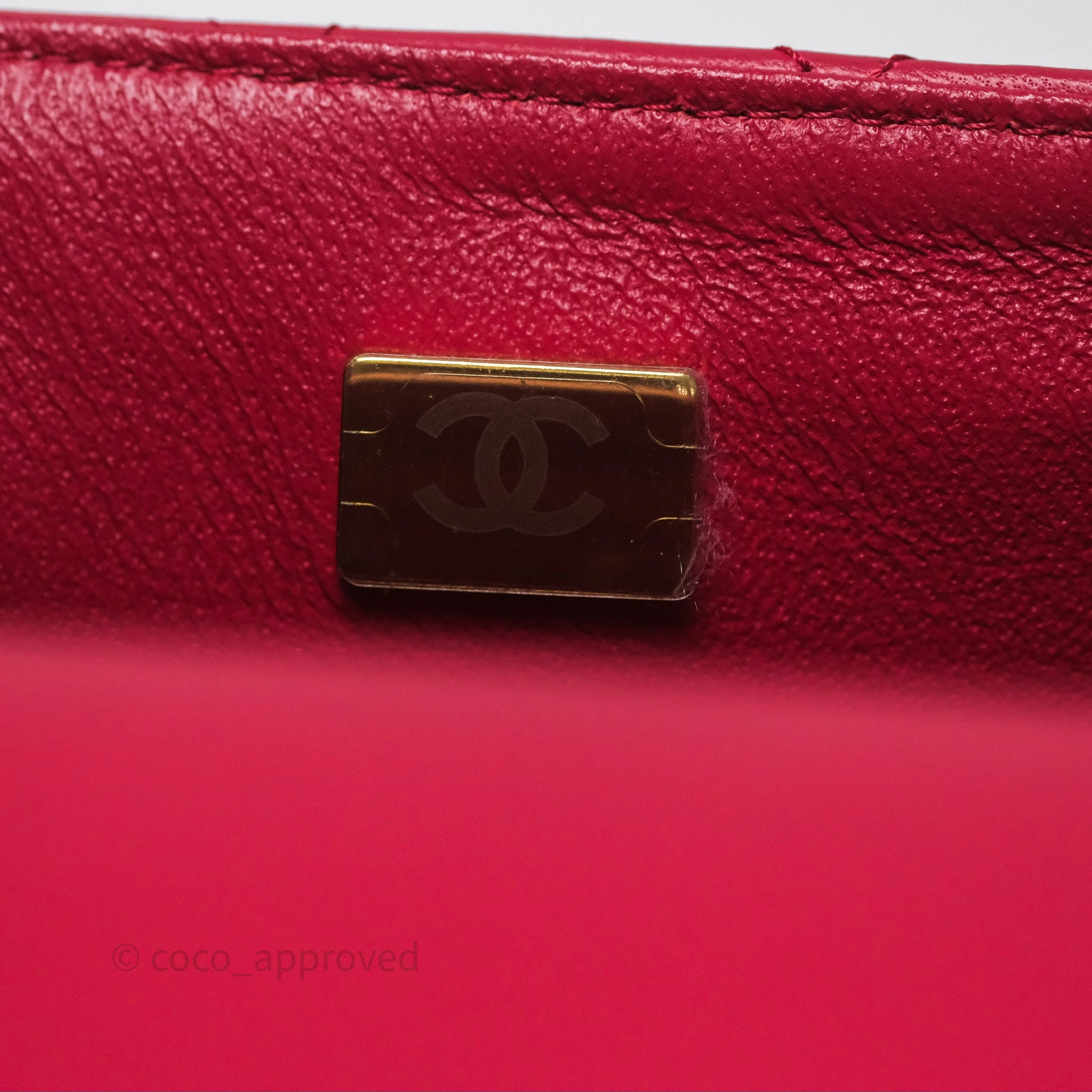 Chanel Top Handle Mini Rectangular Flap Red Lambskin Gold Hardware