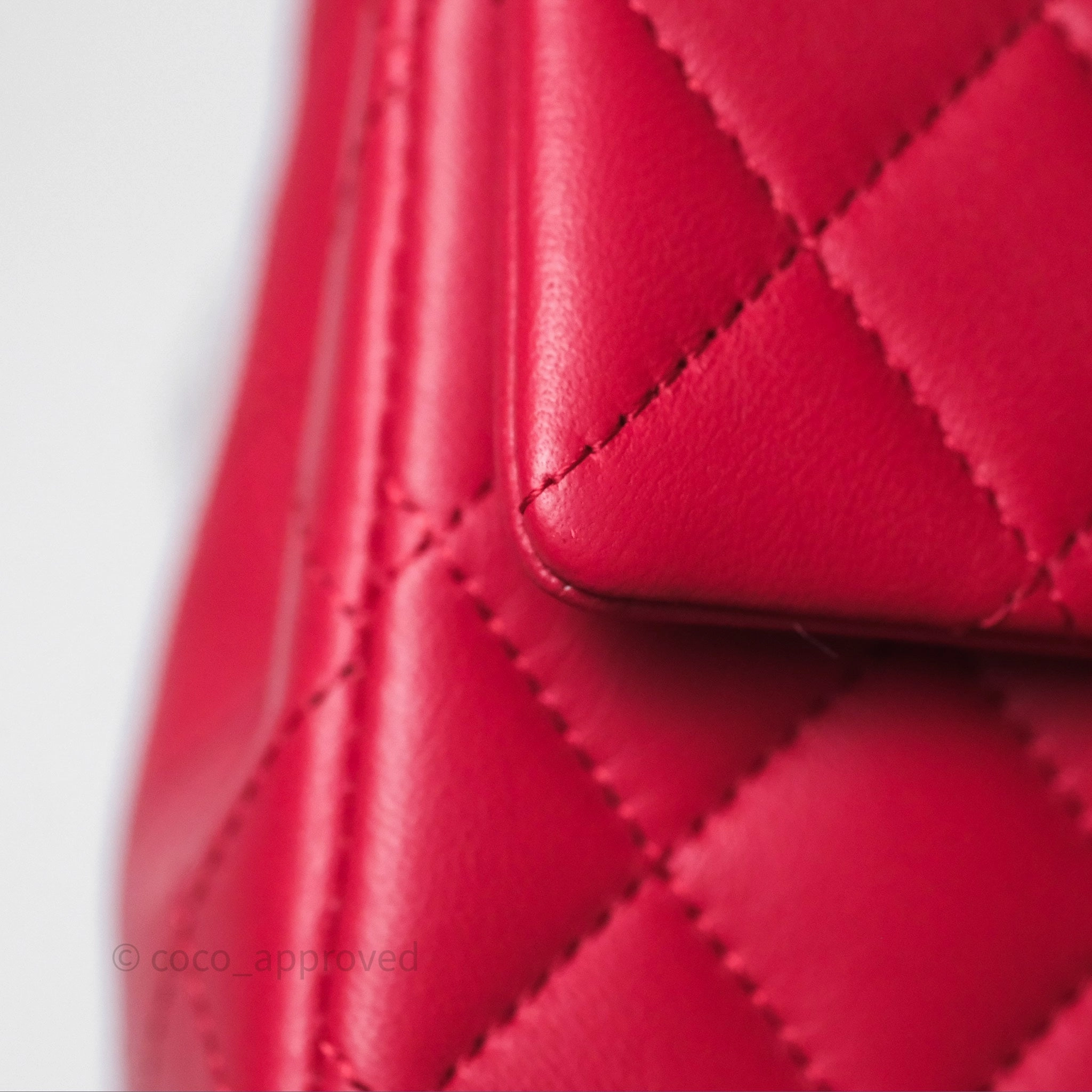 Chanel Top Handle Mini Rectangular Flap Red Lambskin Gold Hardware