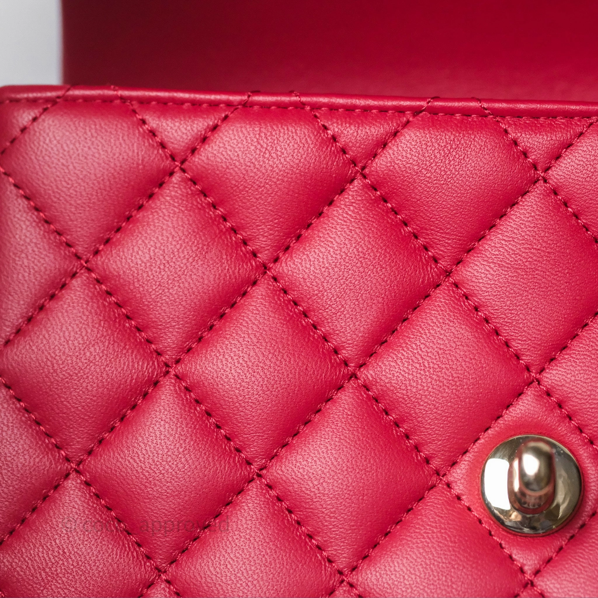 Chanel Top Handle Mini Rectangular Flap Red Lambskin Gold Hardware
