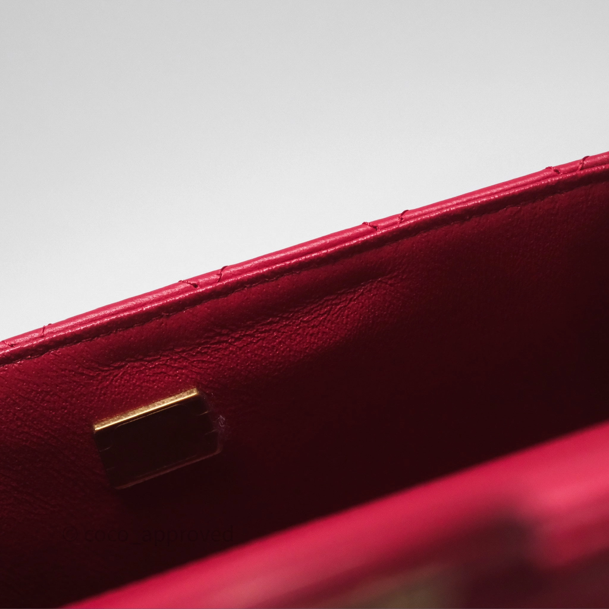Chanel Top Handle Mini Rectangular Flap Red Lambskin Gold Hardware