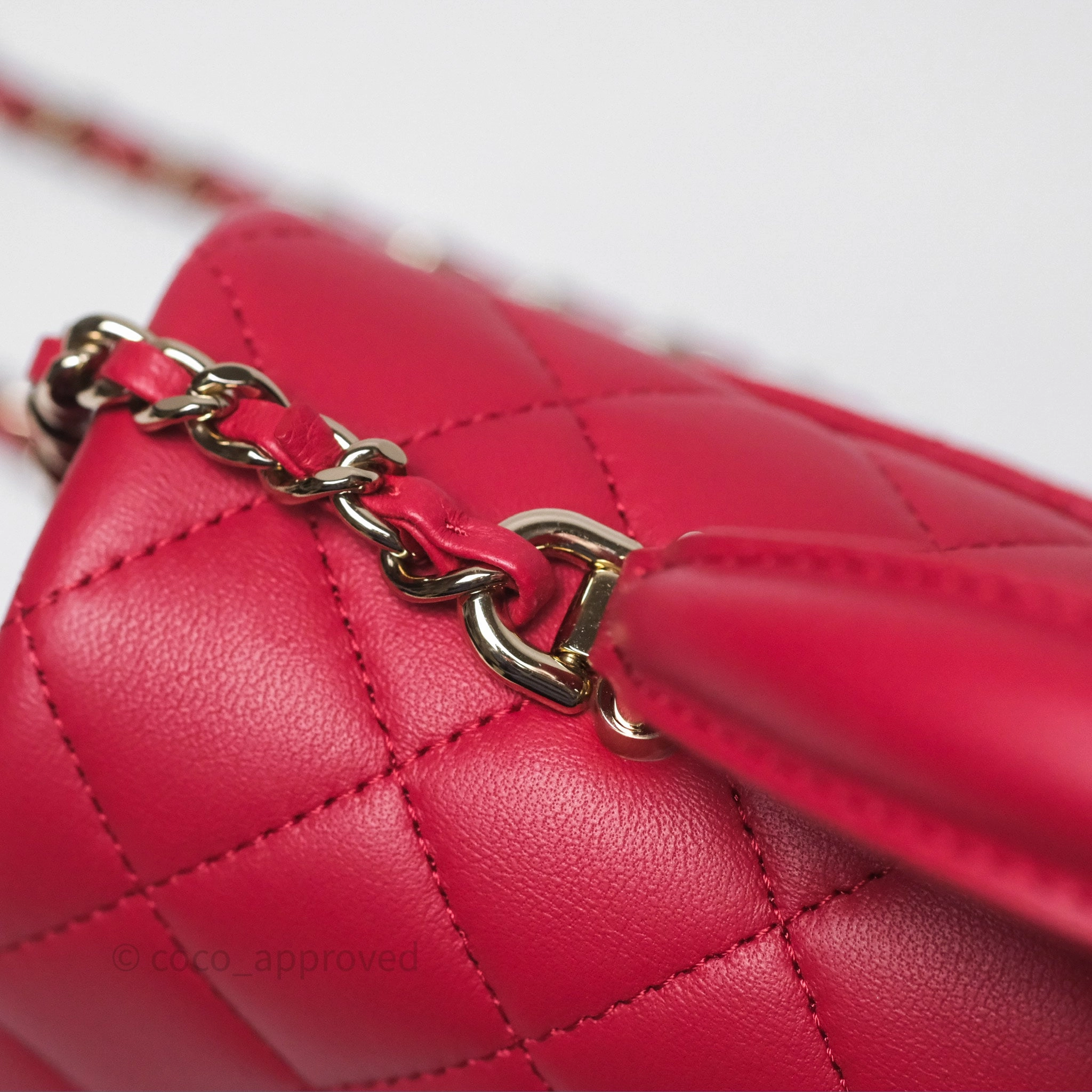 Chanel Top Handle Mini Rectangular Flap Red Lambskin Gold Hardware