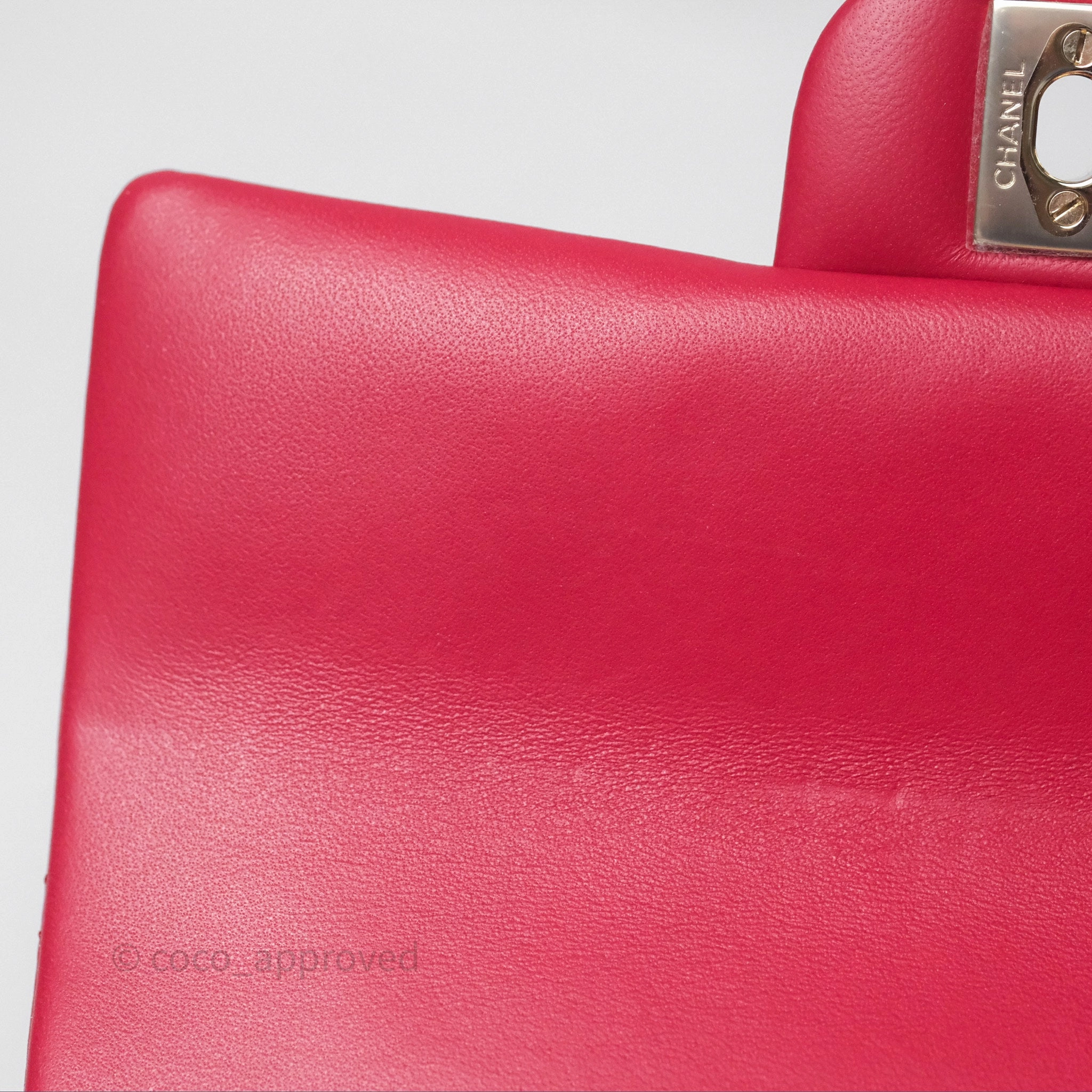 Chanel Top Handle Mini Rectangular Flap Red Lambskin Gold Hardware