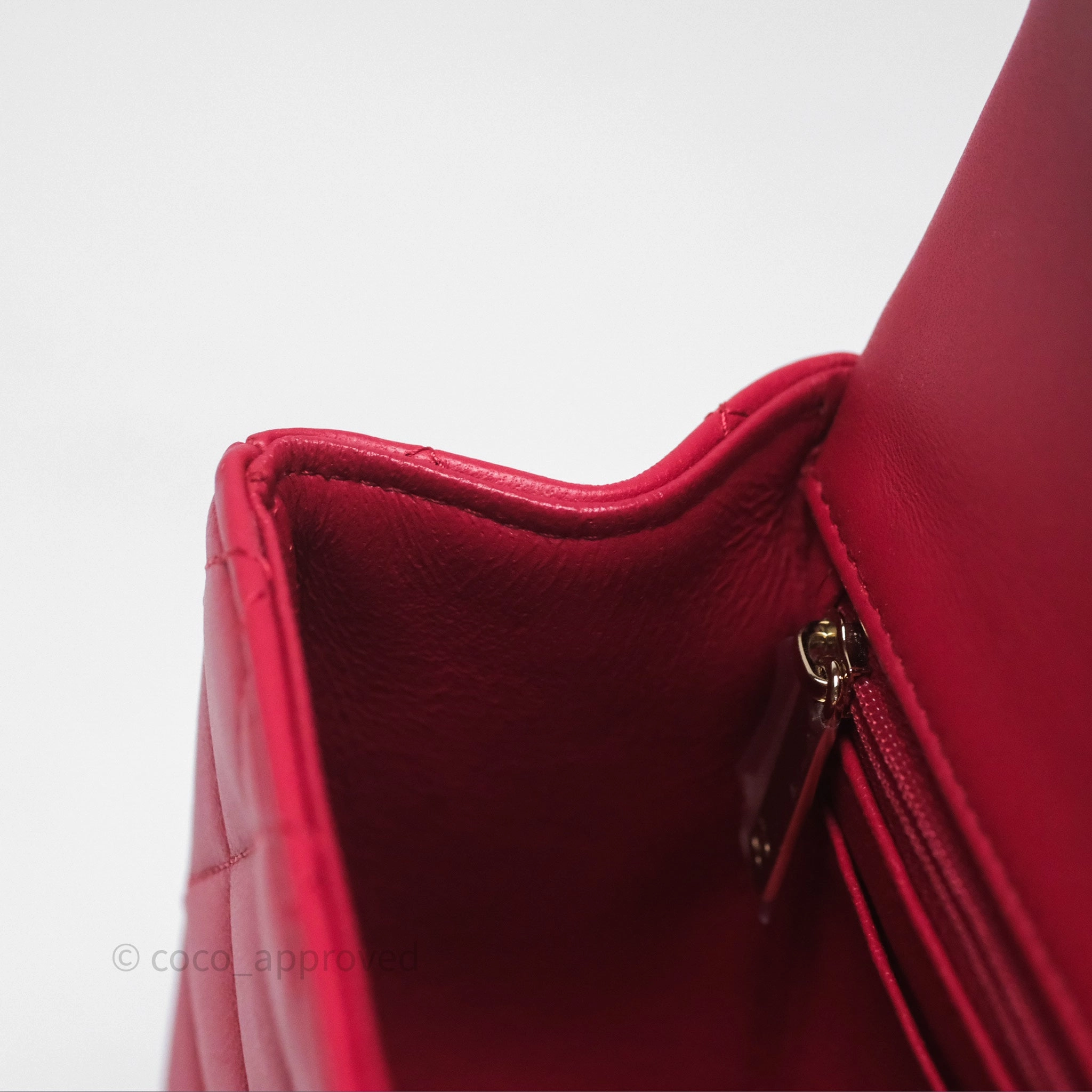 Chanel Top Handle Mini Rectangular Flap Red Lambskin Gold Hardware
