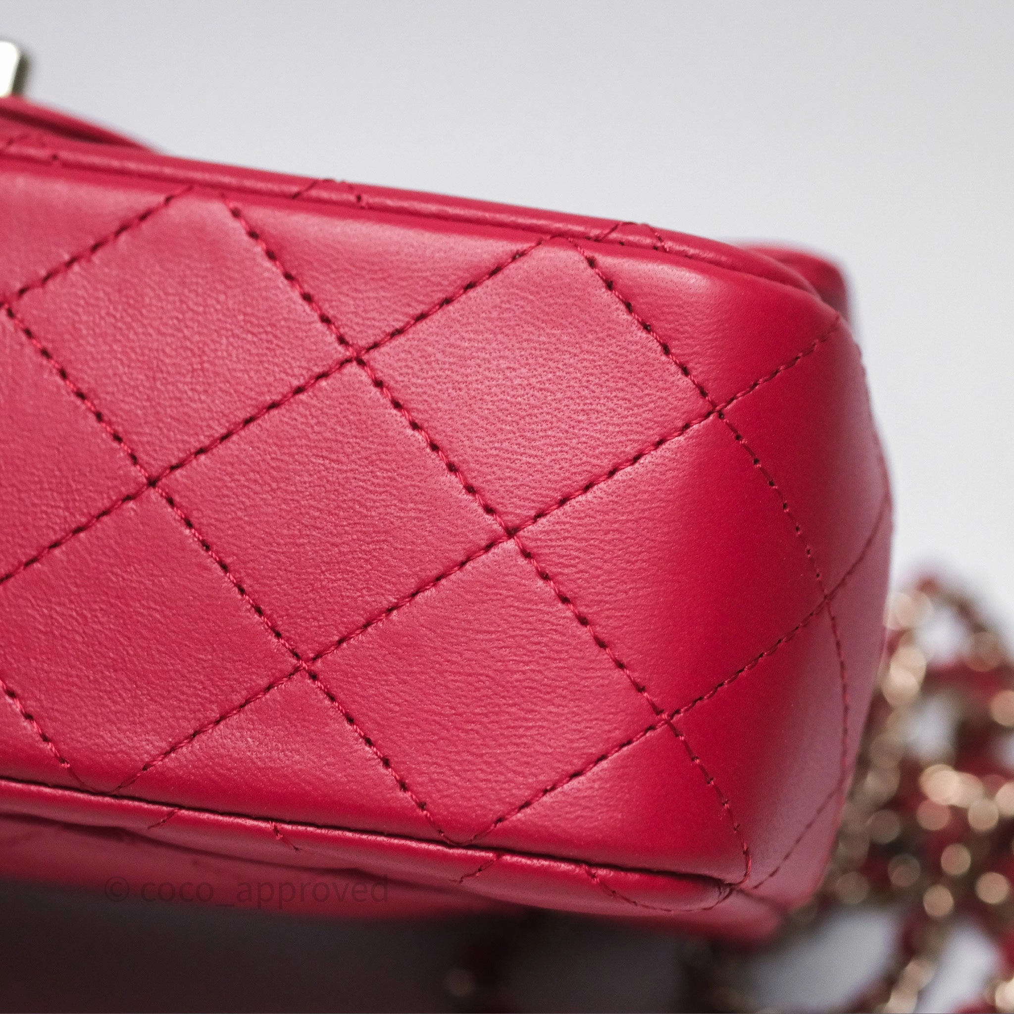 Chanel Top Handle Mini Rectangular Flap Red Lambskin Gold Hardware