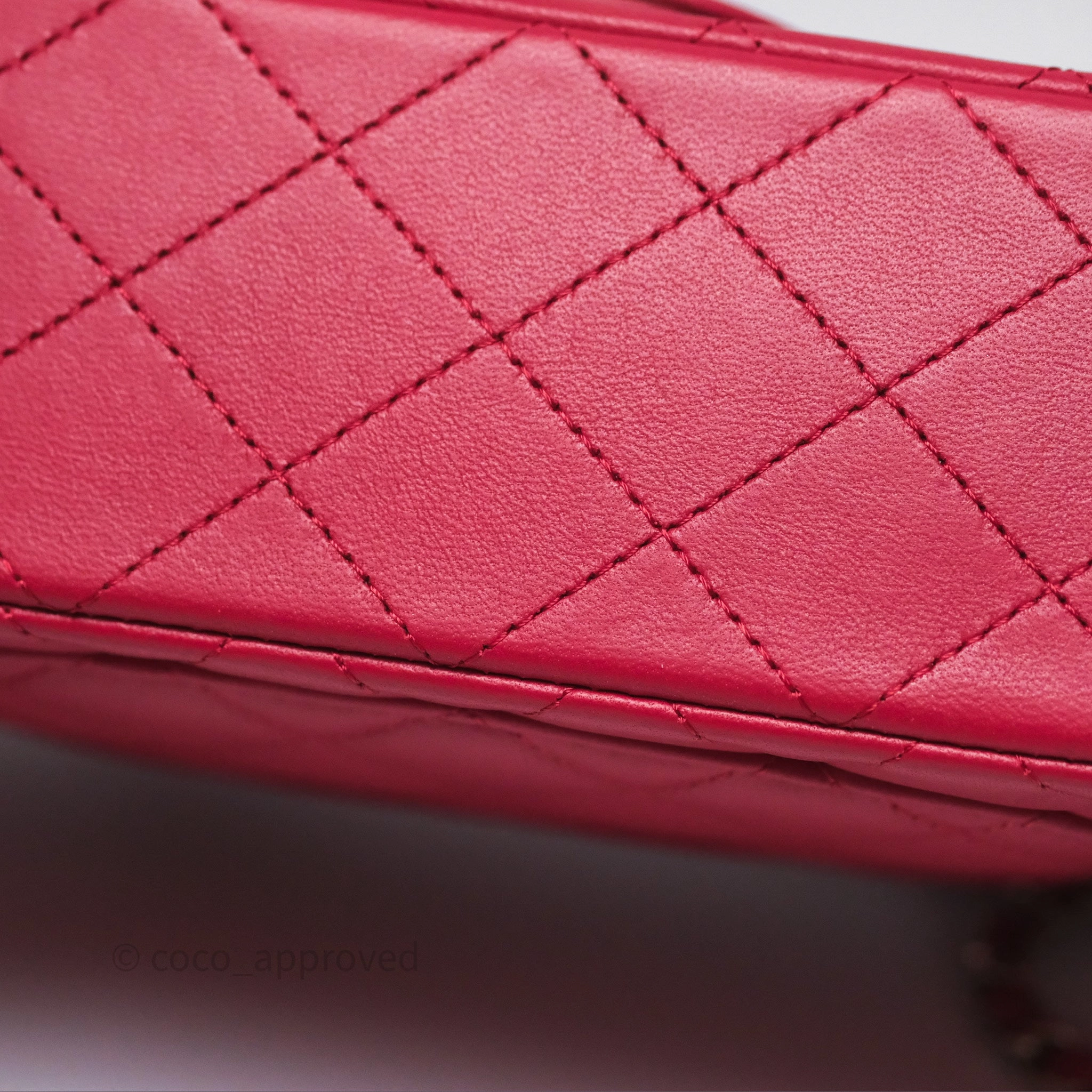 Chanel Top Handle Mini Rectangular Flap Red Lambskin Gold Hardware
