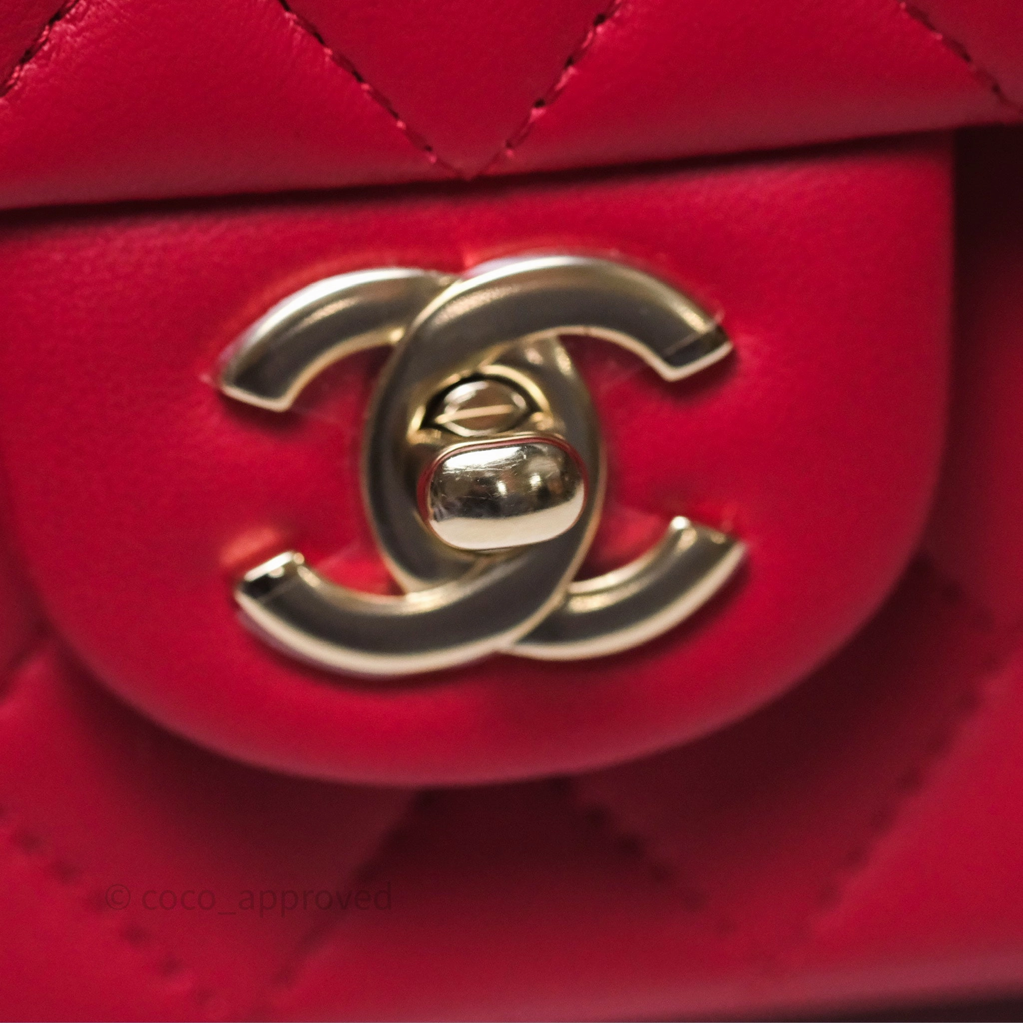 Chanel Top Handle Mini Rectangular Flap Red Lambskin Gold Hardware