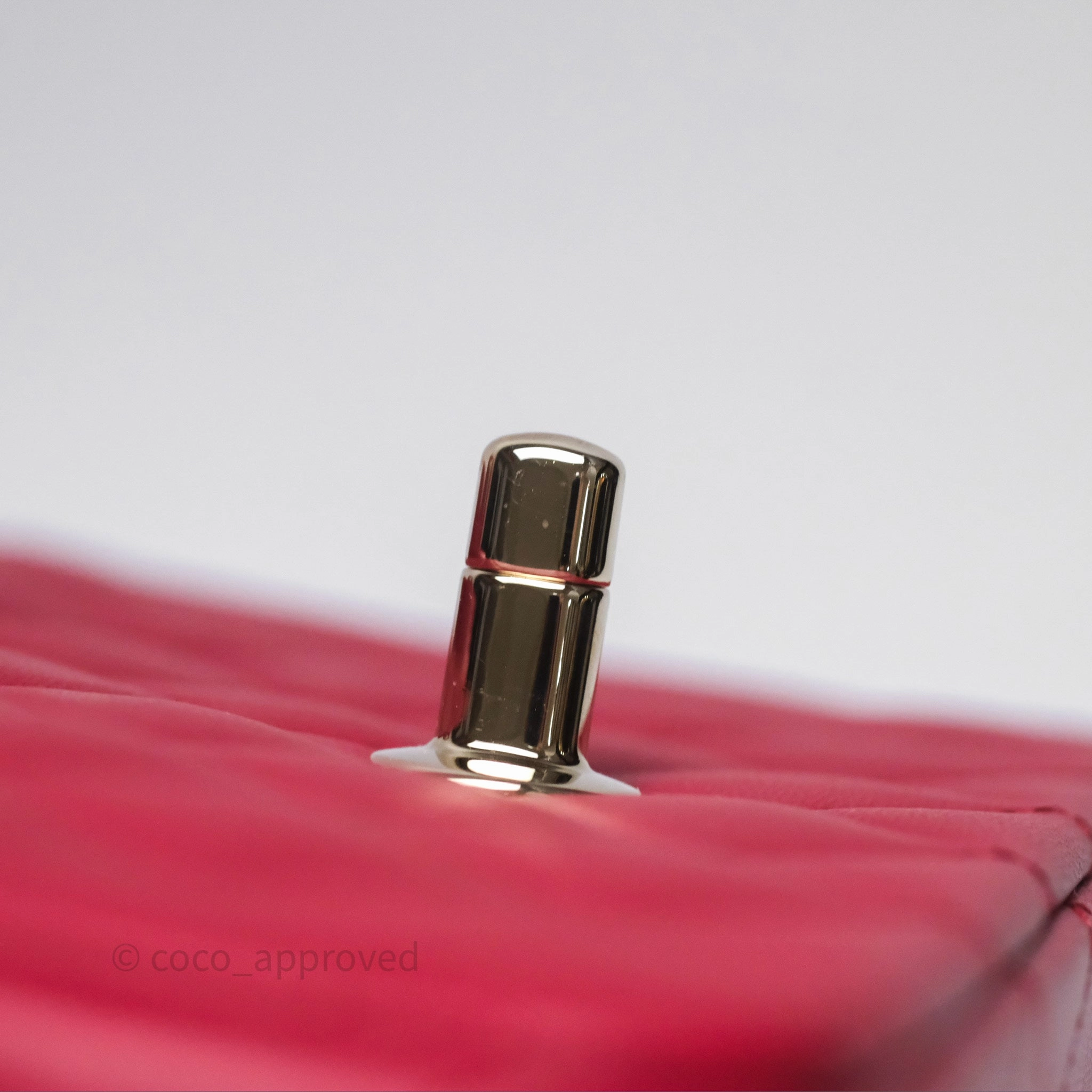 Chanel Top Handle Mini Rectangular Flap Red Lambskin Gold Hardware