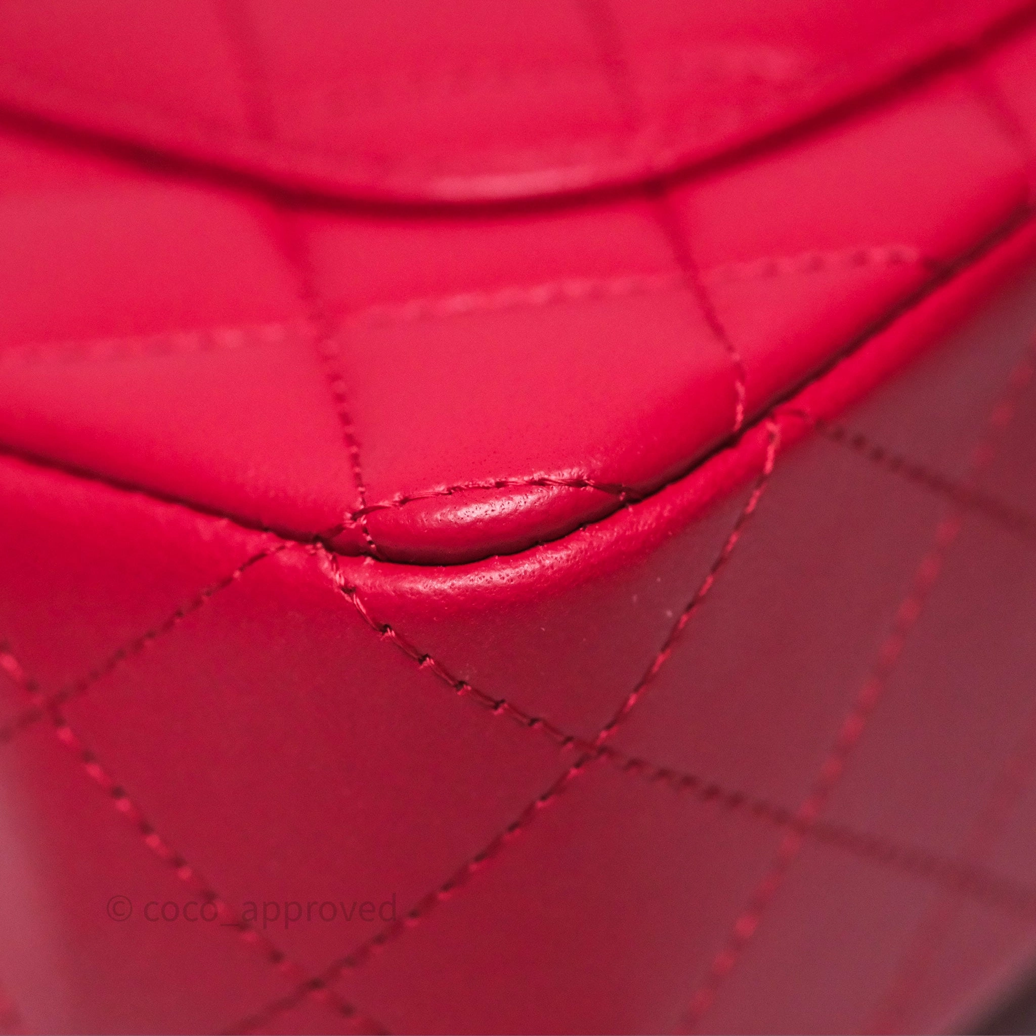 Chanel Top Handle Mini Rectangular Flap Red Lambskin Gold Hardware