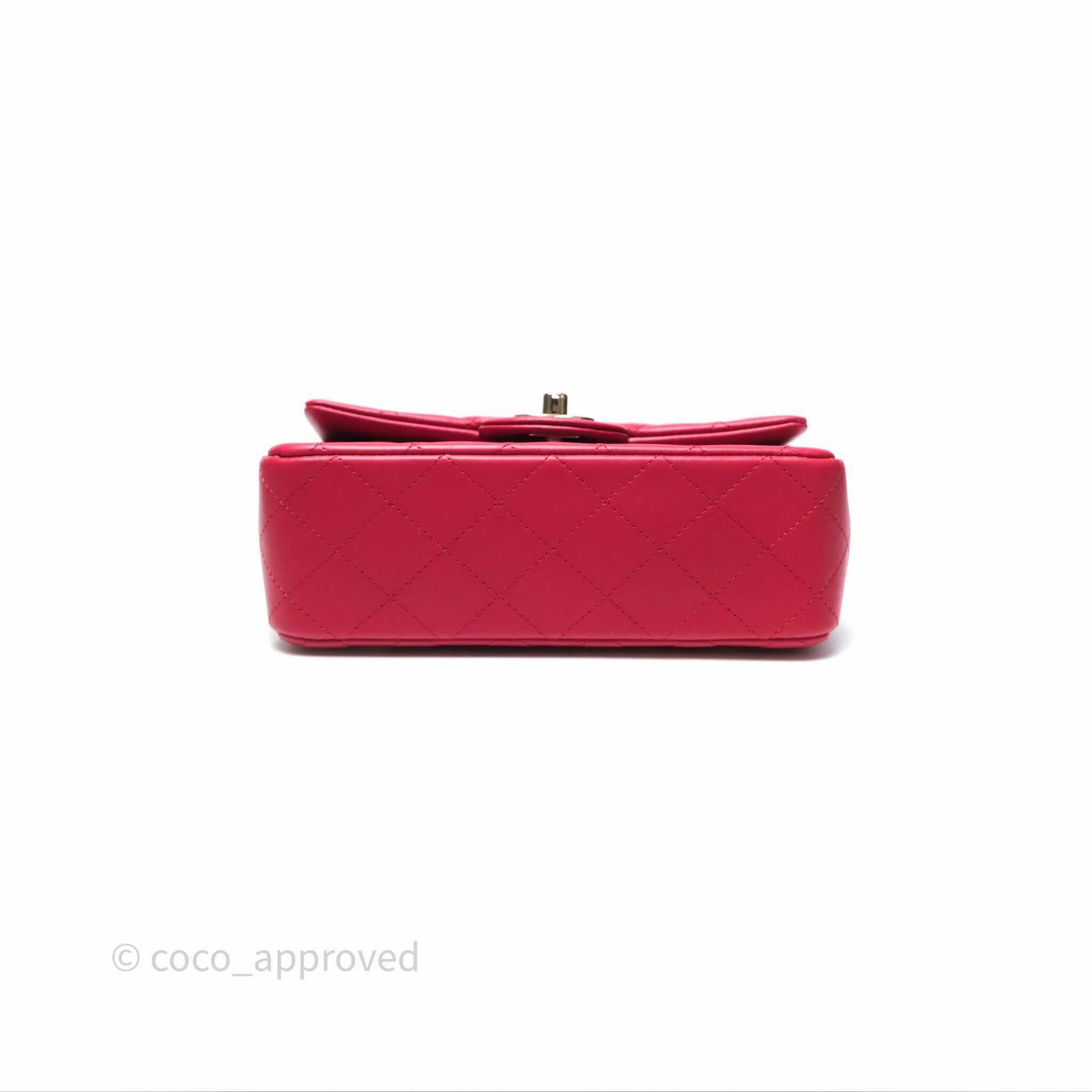 Chanel Top Handle Mini Rectangular Flap Red Lambskin Gold Hardware