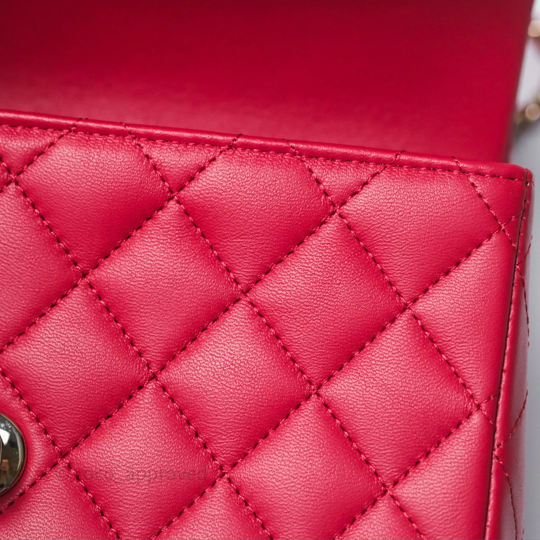 Chanel Top Handle Mini Rectangular Flap Red Lambskin Gold Hardware