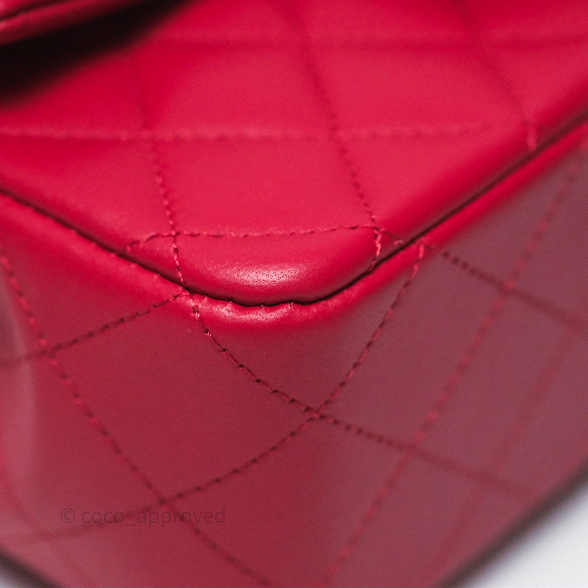 Chanel Top Handle Mini Rectangular Flap Red Lambskin Gold Hardware