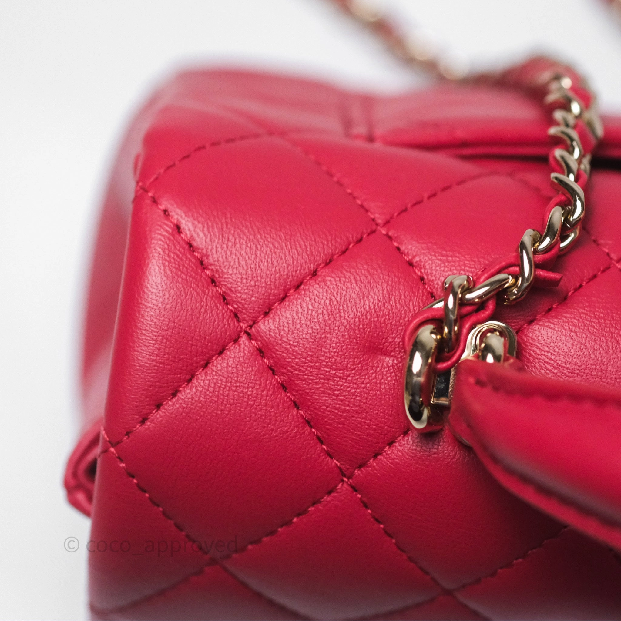 Chanel Top Handle Mini Rectangular Flap Red Lambskin Gold Hardware