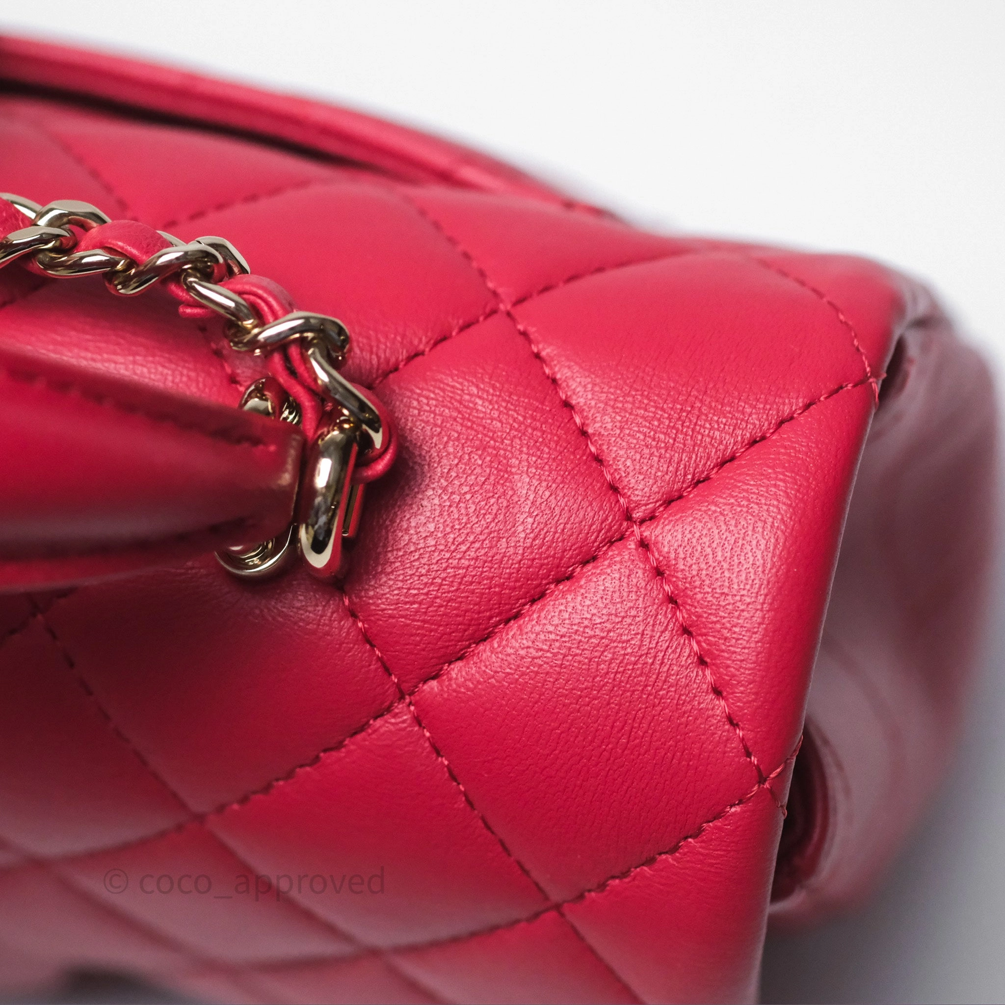 Chanel Top Handle Mini Rectangular Flap Red Lambskin Gold Hardware