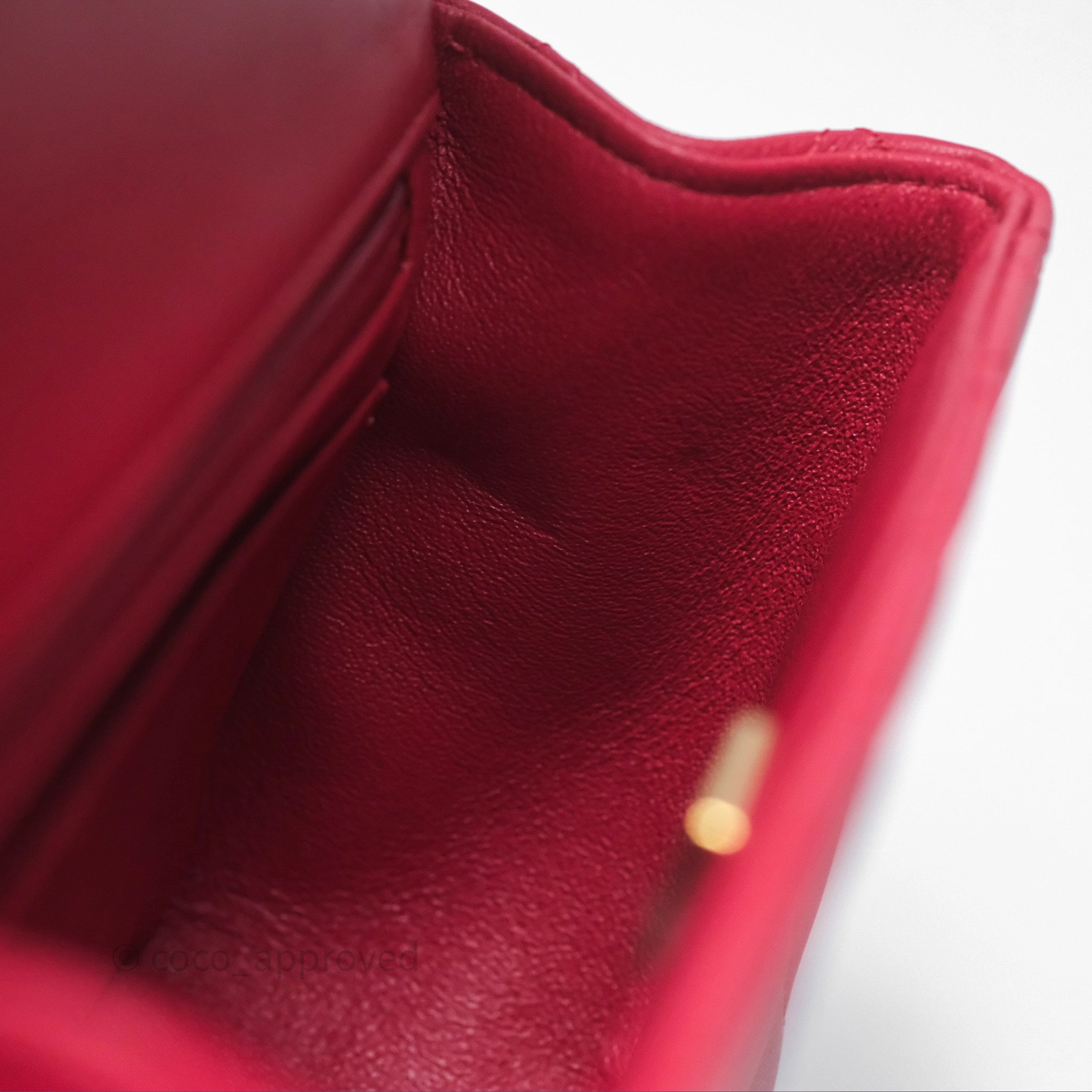Chanel Top Handle Mini Rectangular Flap Red Lambskin Gold Hardware