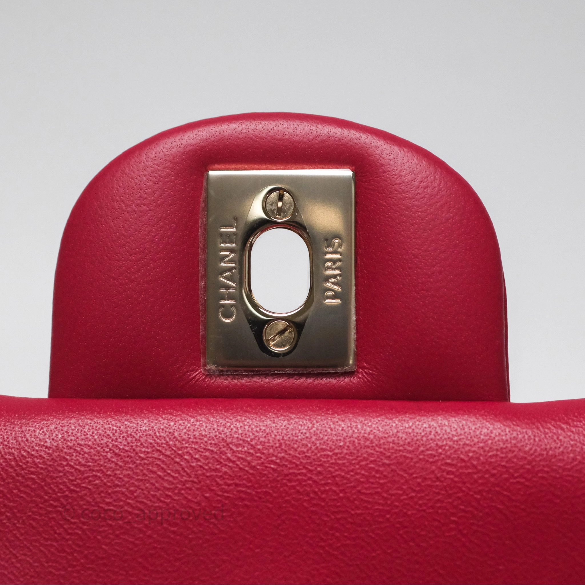 Chanel Top Handle Mini Rectangular Flap Red Lambskin Gold Hardware