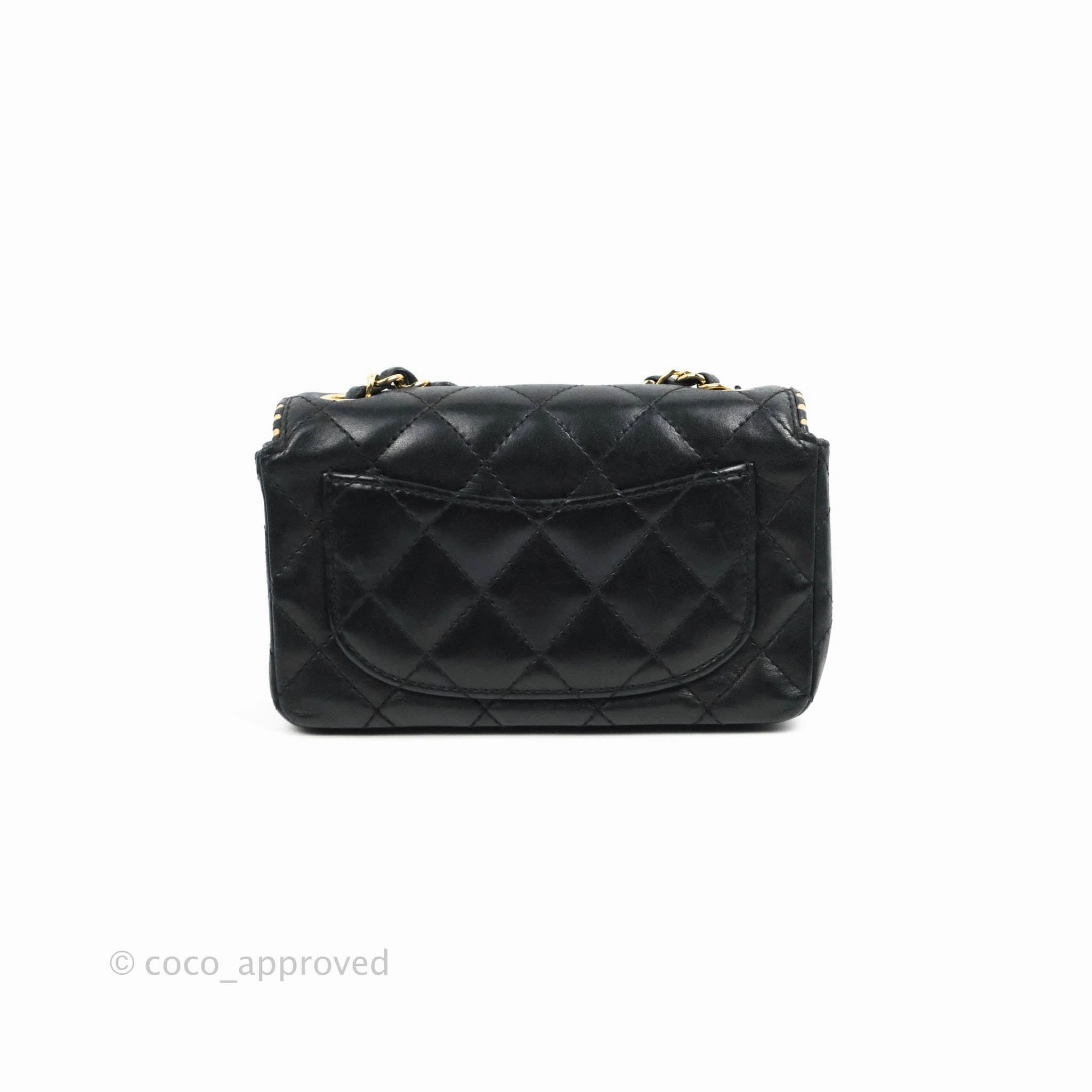 Chanel Vintage Mini Rectangular Black Calfskin 24K Gold Hardware