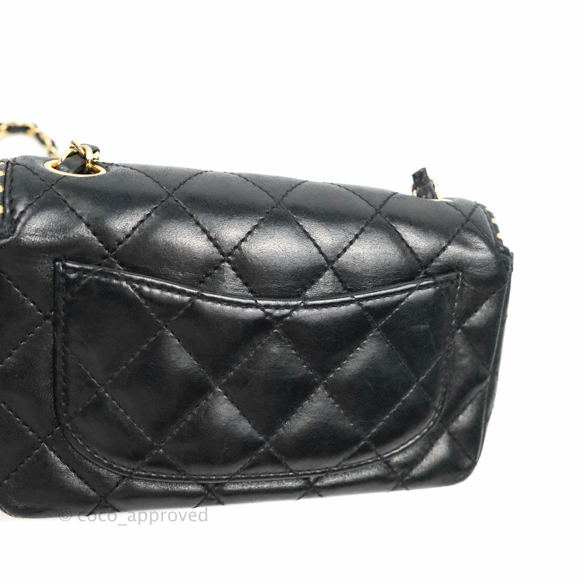 Chanel Vintage Mini Rectangular Black Calfskin 24K Gold Hardware