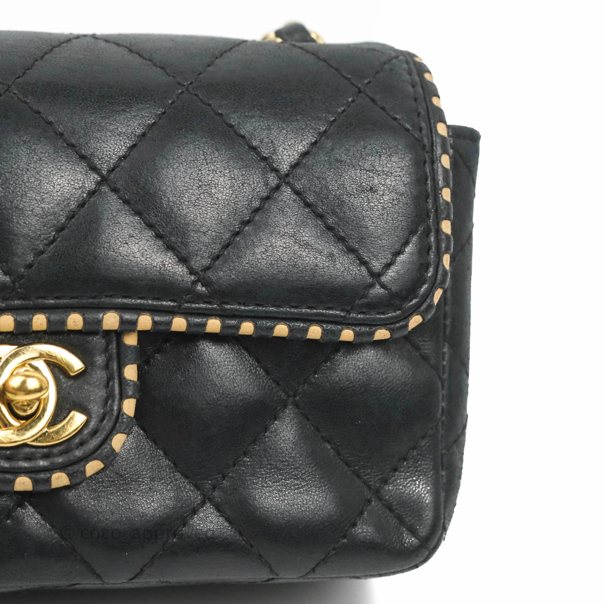 Chanel Vintage Mini Rectangular Black Calfskin 24K Gold Hardware