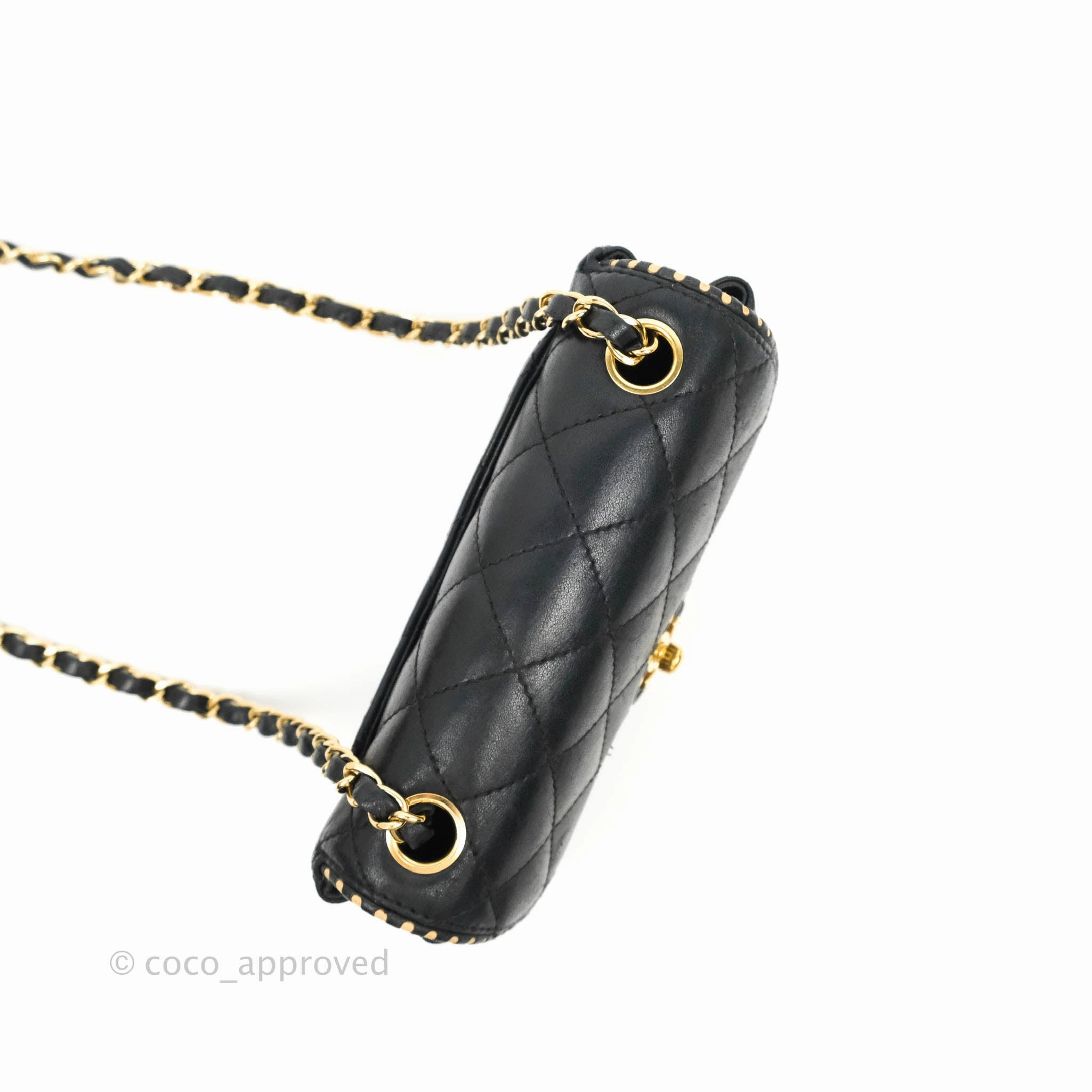Chanel Vintage Mini Rectangular Black Calfskin 24K Gold Hardware