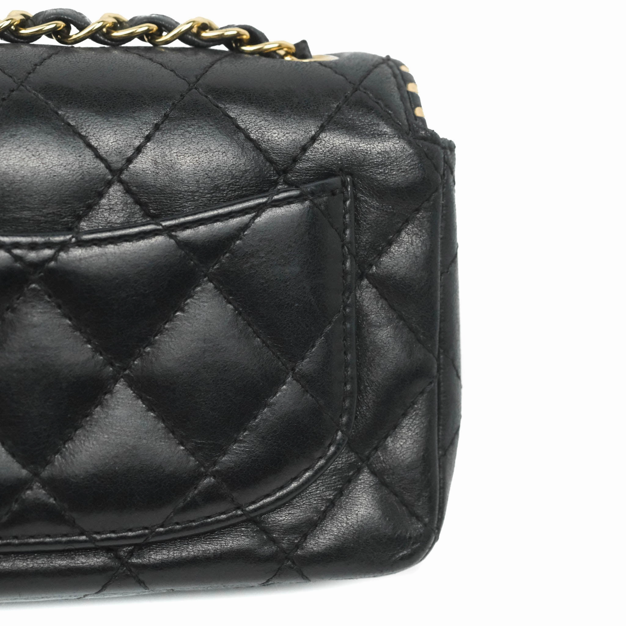 Chanel Vintage Mini Rectangular Black Calfskin 24K Gold Hardware