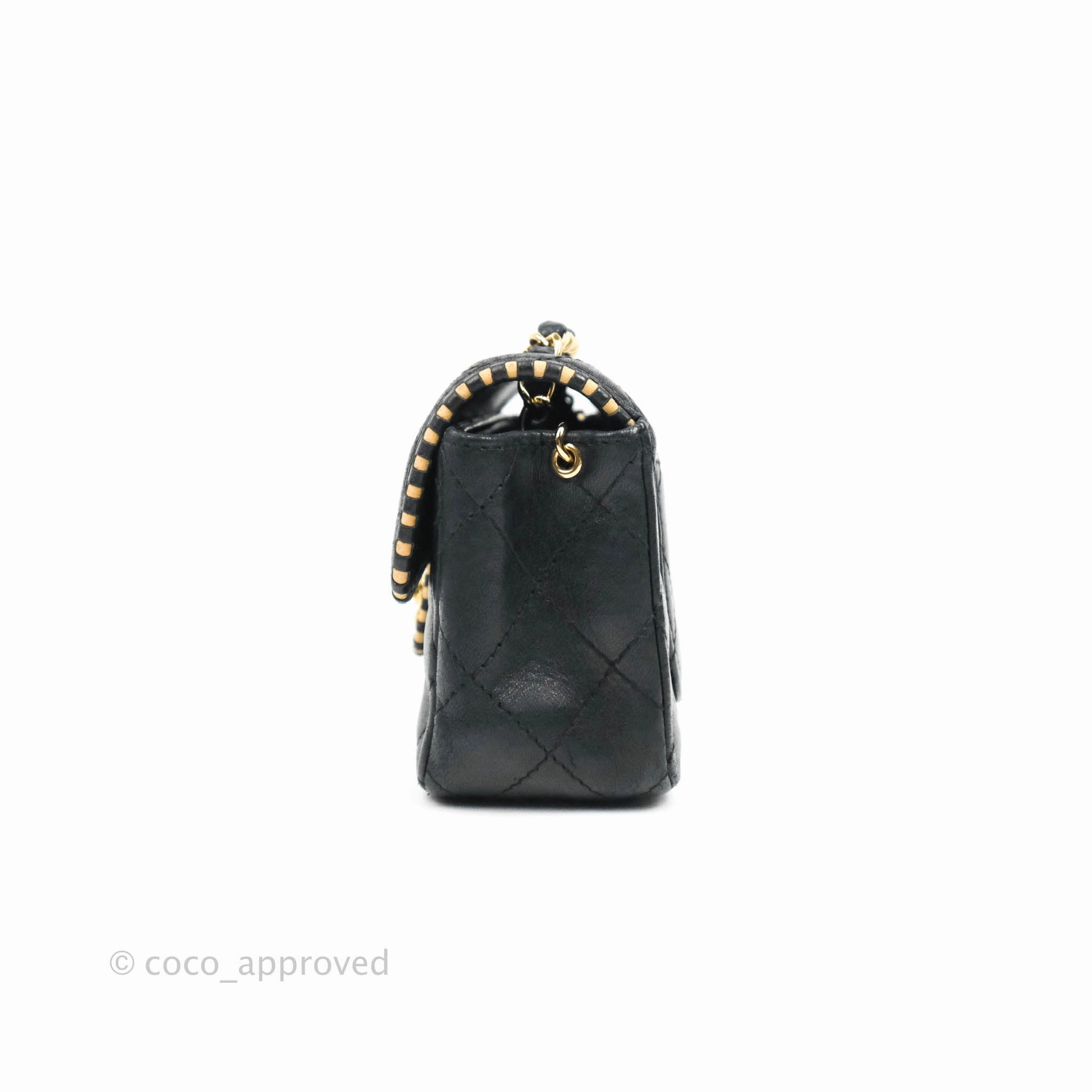 Chanel Vintage Mini Rectangular Black Calfskin 24K Gold Hardware