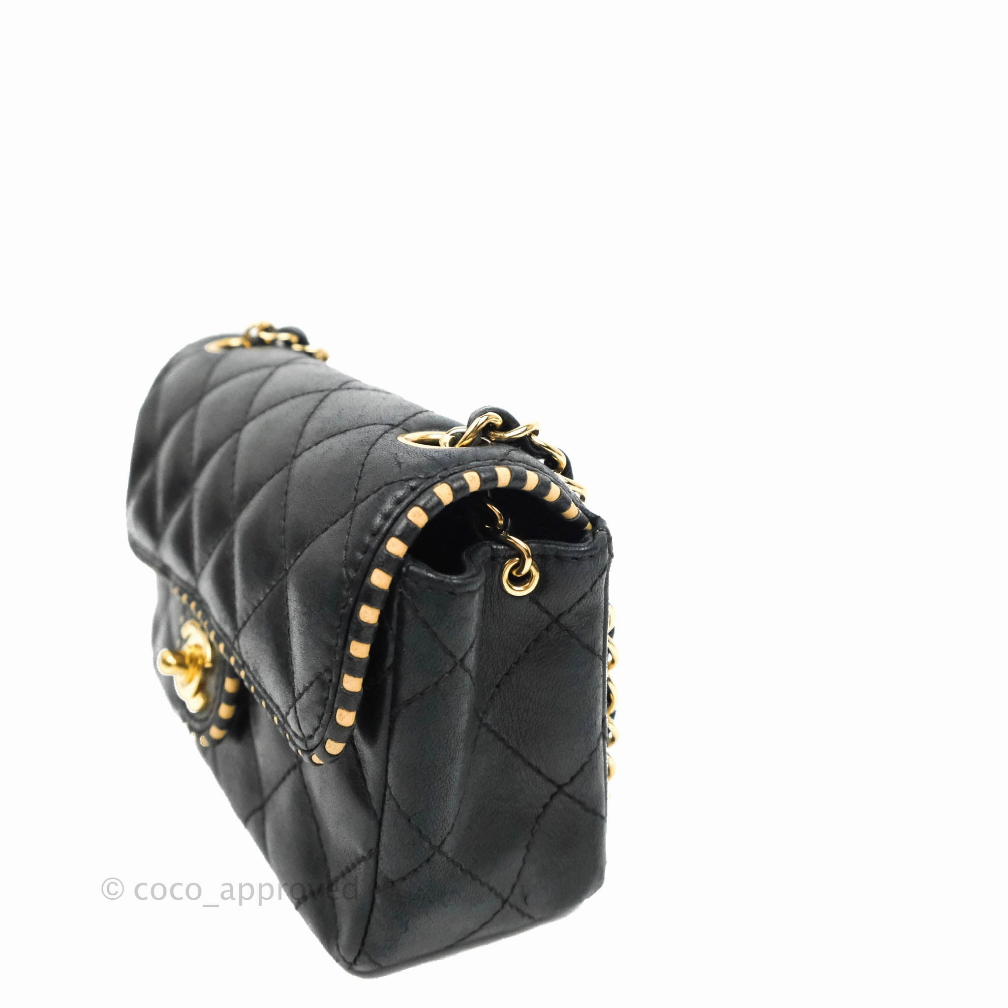 Chanel Vintage Mini Rectangular Black Calfskin 24K Gold Hardware