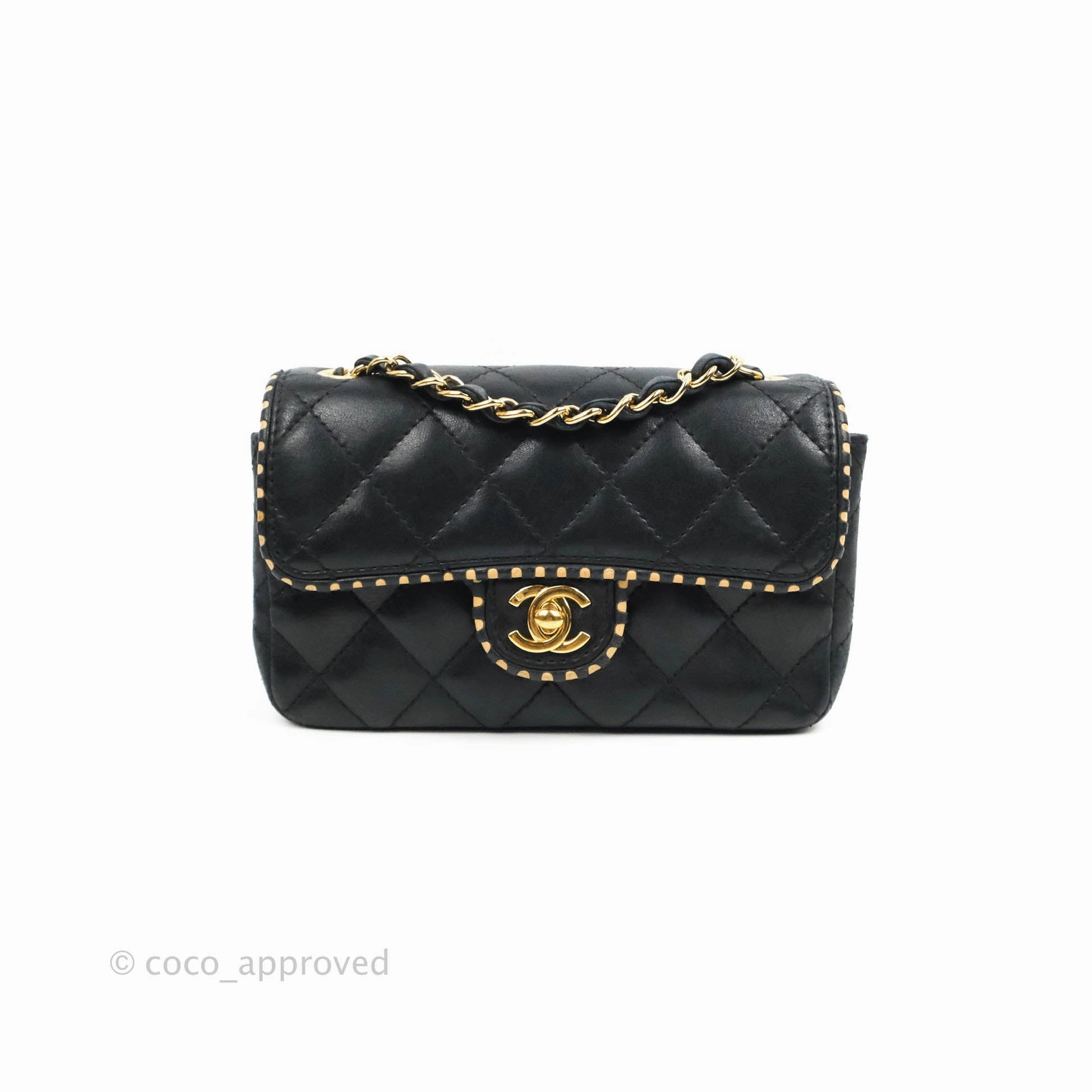 Chanel Vintage Mini Rectangular Black Calfskin 24K Gold Hardware
