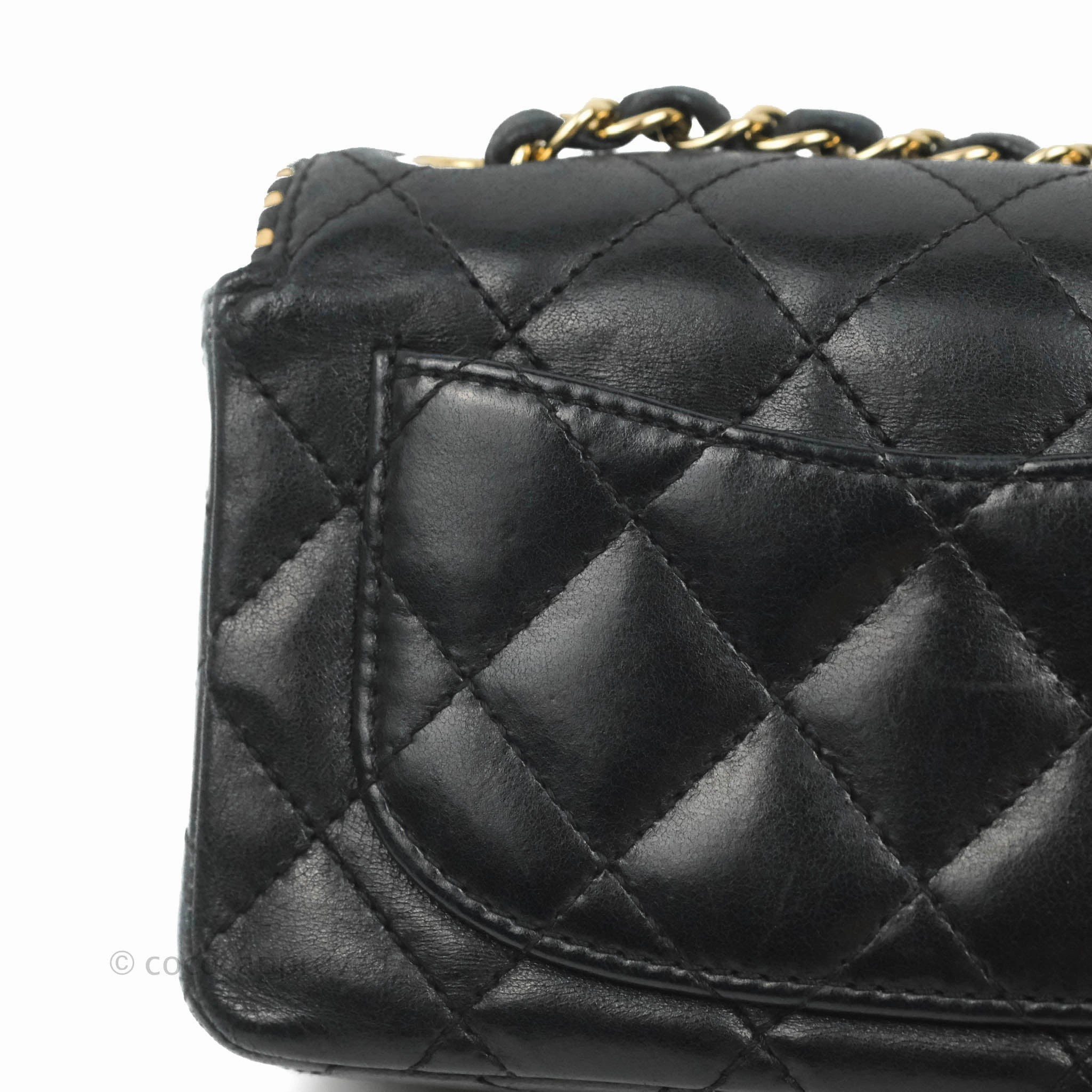 Chanel Vintage Mini Rectangular Black Calfskin 24K Gold Hardware