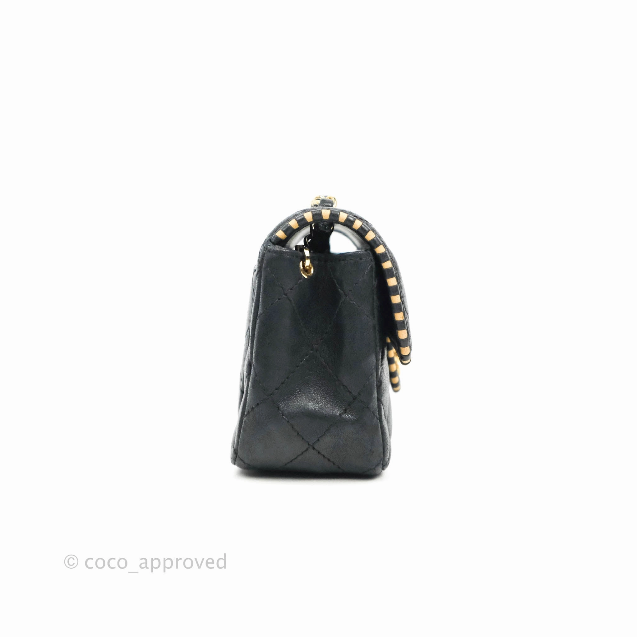 Chanel Vintage Mini Rectangular Black Calfskin 24K Gold Hardware