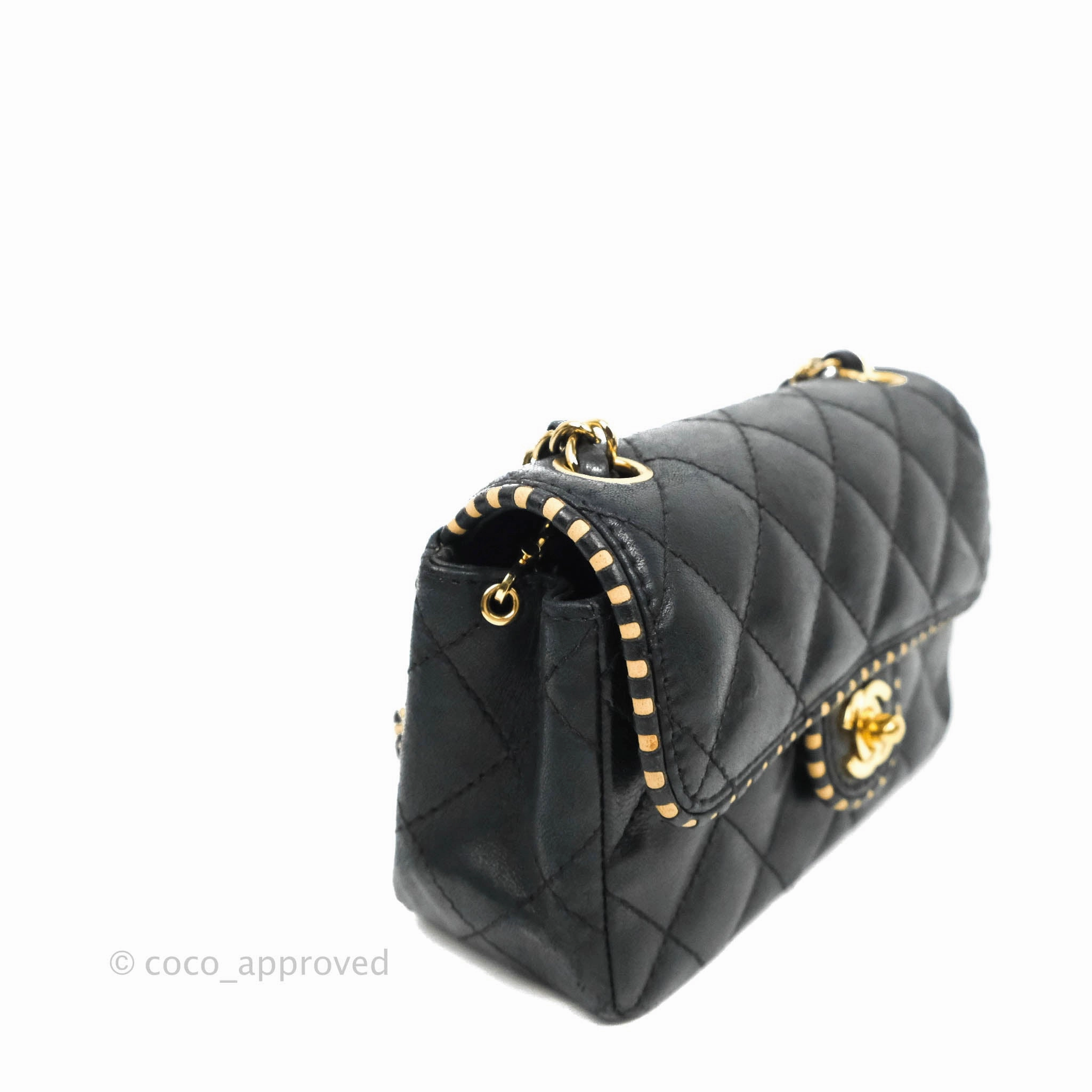 Chanel Vintage Mini Rectangular Black Calfskin 24K Gold Hardware