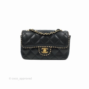 Chanel Vintage Mini Rectangular Black Calfskin 24K Gold Hardware
