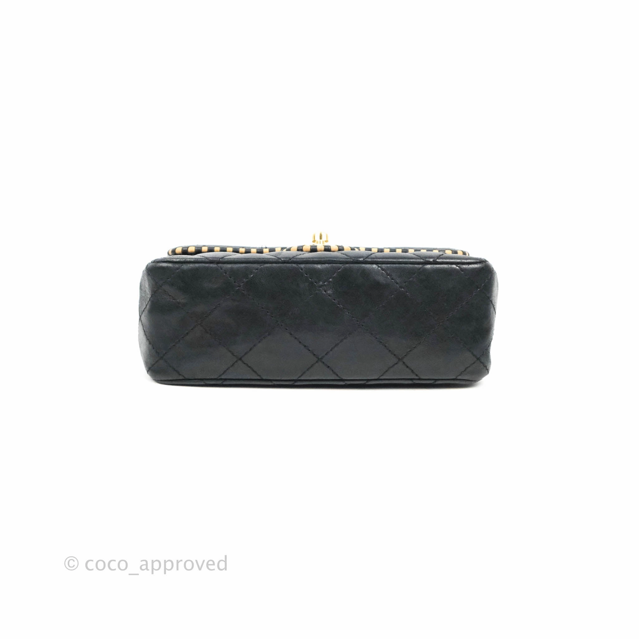 Chanel Vintage Mini Rectangular Black Calfskin 24K Gold Hardware