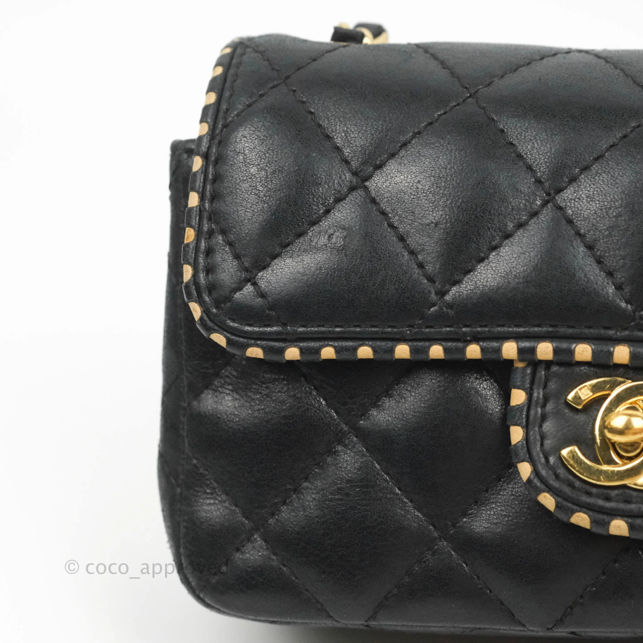 Chanel Vintage Mini Rectangular Black Calfskin 24K Gold Hardware