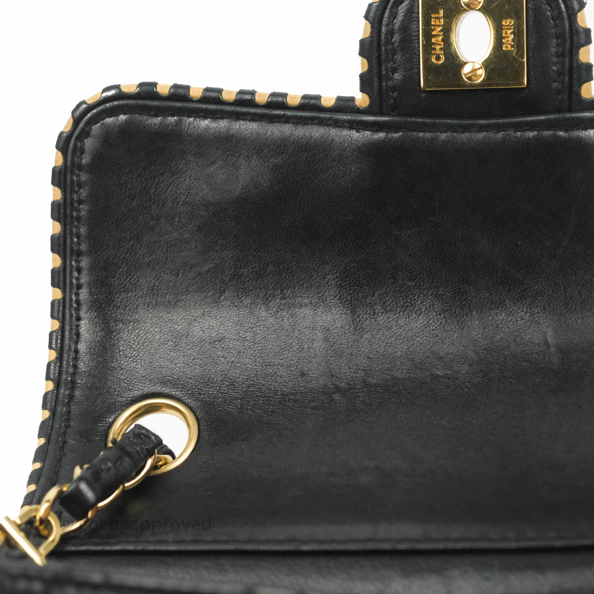 Chanel Vintage Mini Rectangular Black Calfskin 24K Gold Hardware