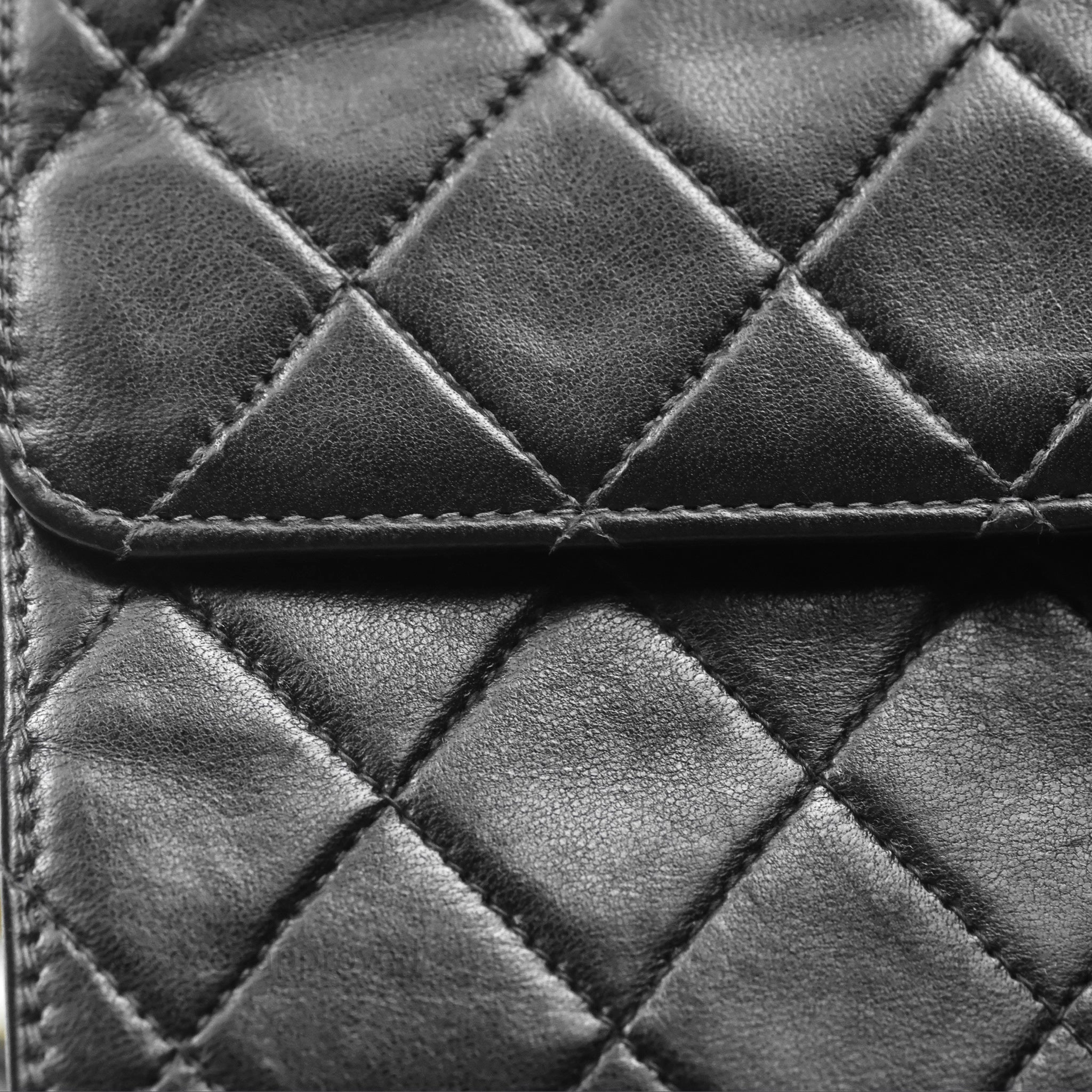 Chanel Vintage Quilted Flap Bag Black Lambskin 24K Gold Hardware