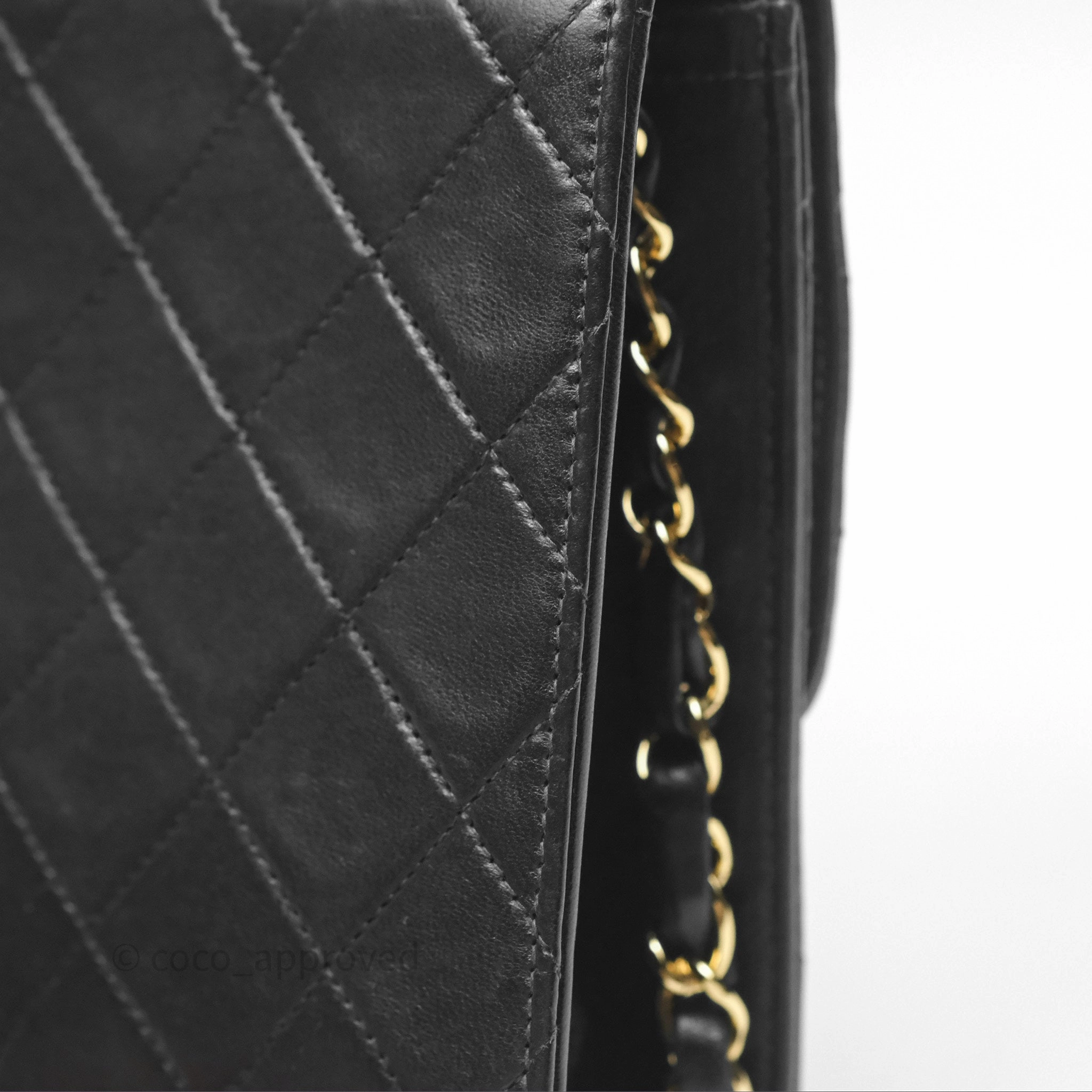 Chanel Vintage Quilted Flap Bag Black Lambskin 24K Gold Hardware
