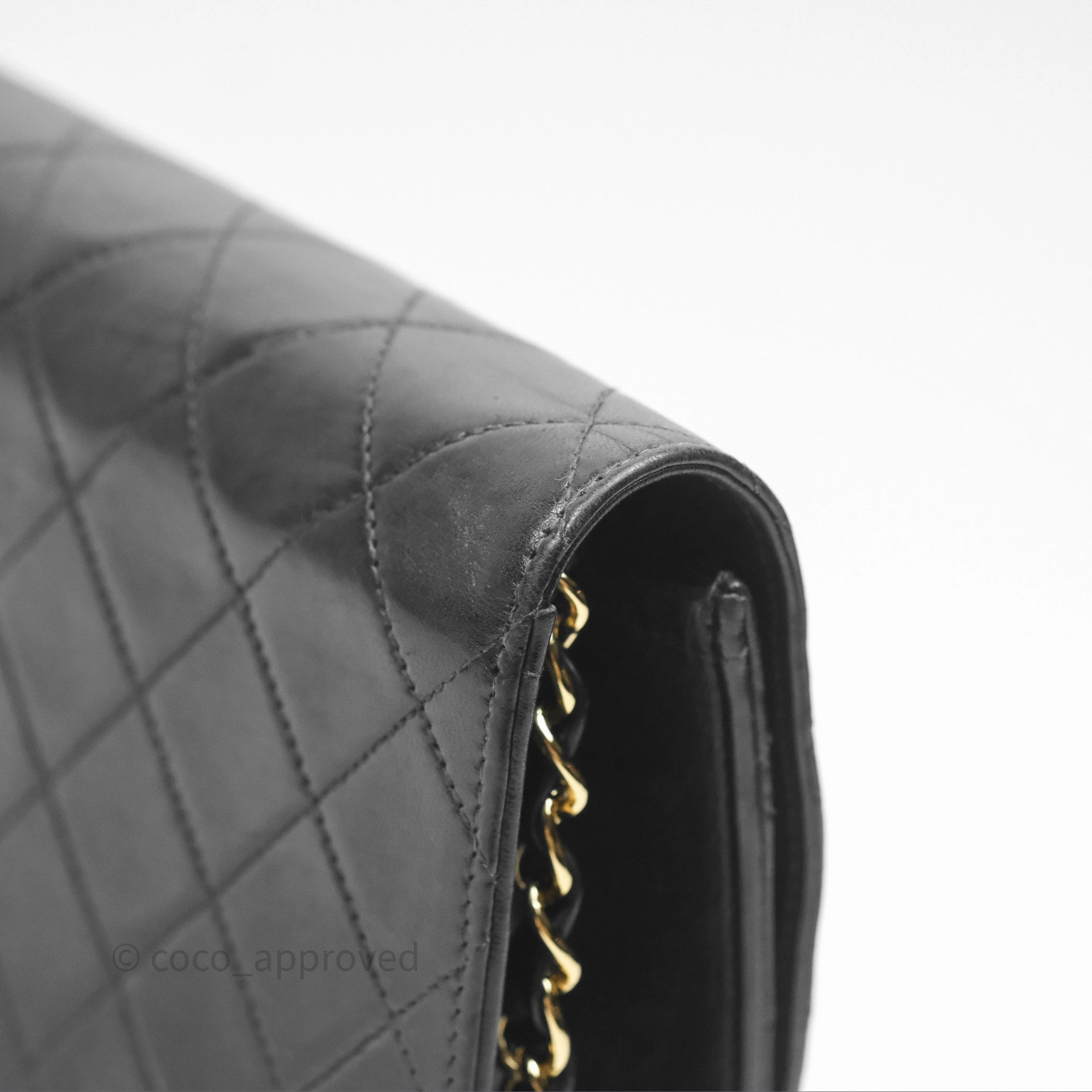 Chanel Vintage Quilted Flap Bag Black Lambskin 24K Gold Hardware