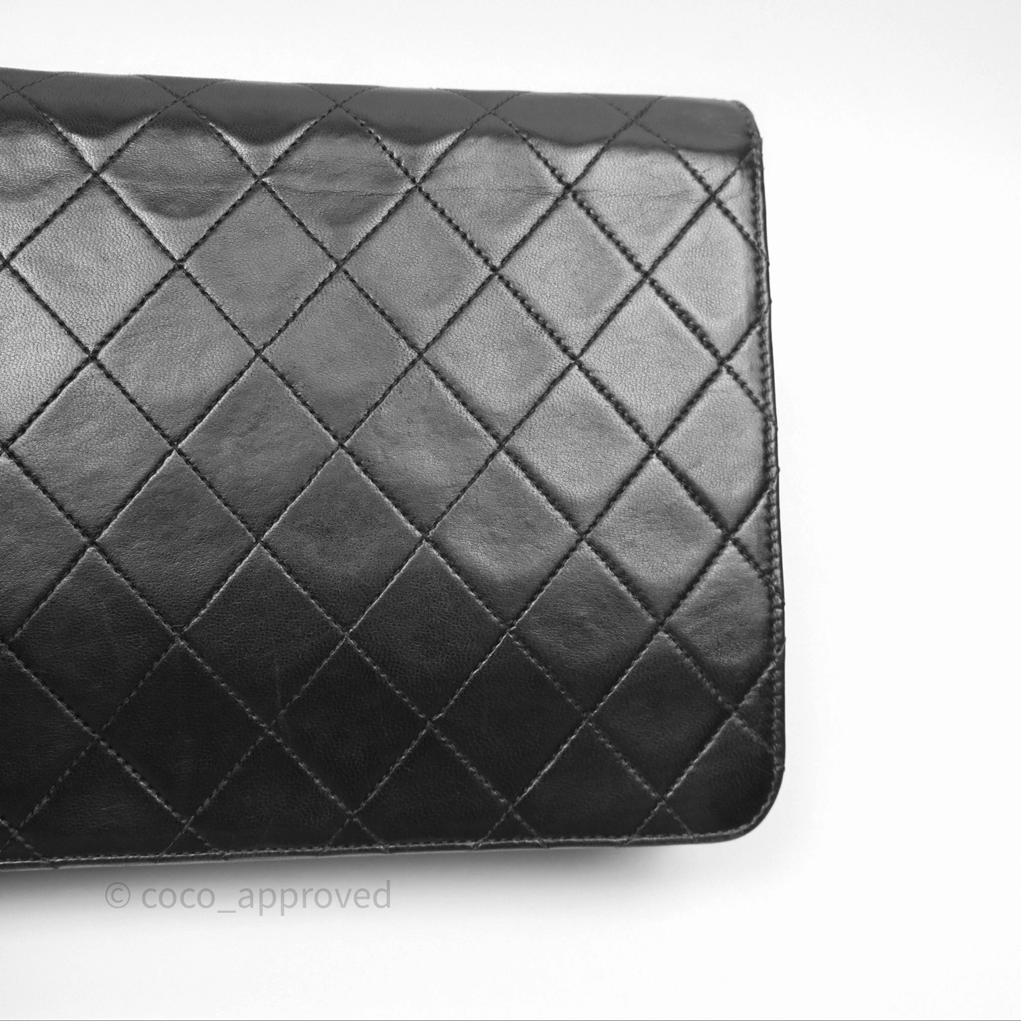 Chanel Vintage Quilted Flap Bag Black Lambskin 24K Gold Hardware