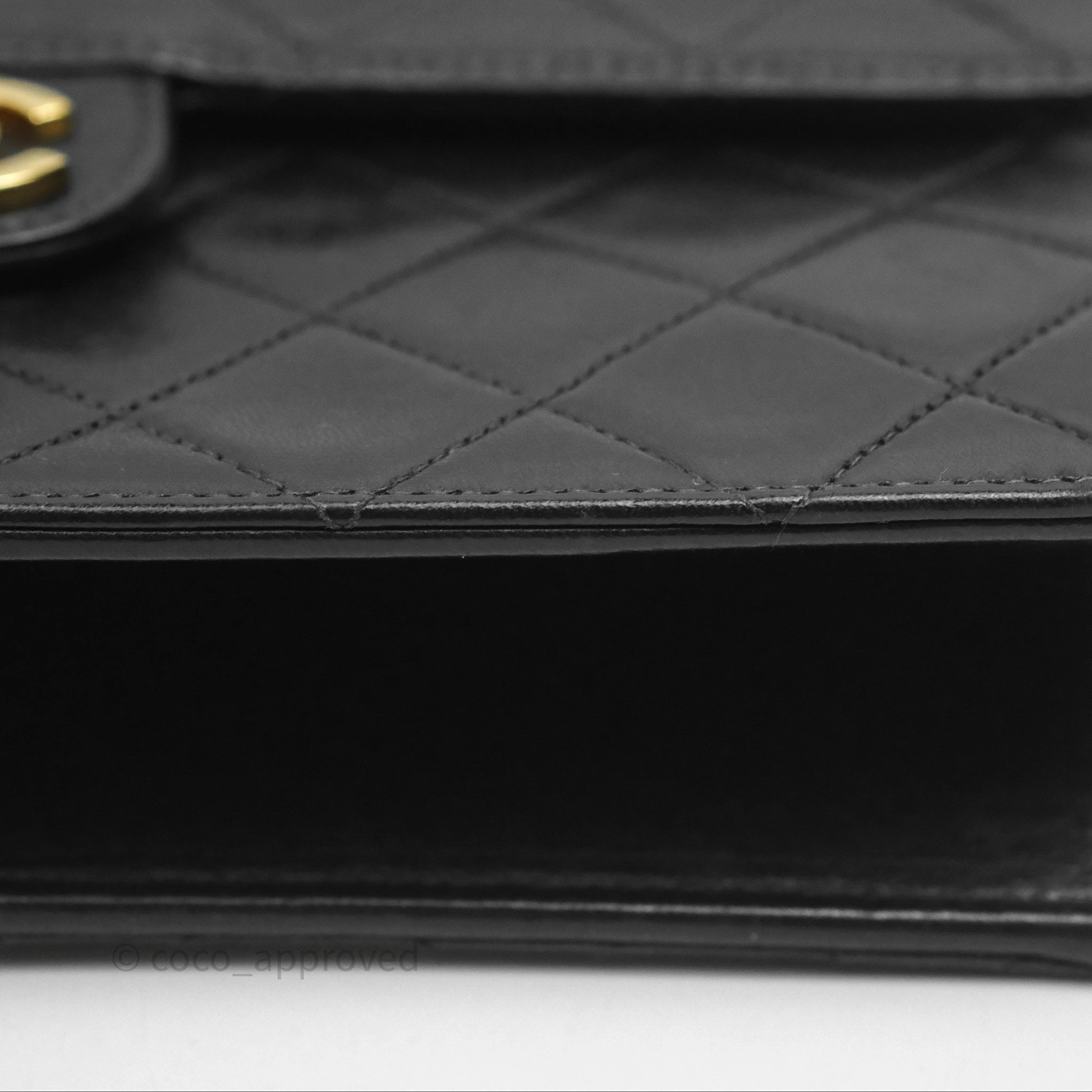 Chanel Vintage Quilted Flap Bag Black Lambskin 24K Gold Hardware