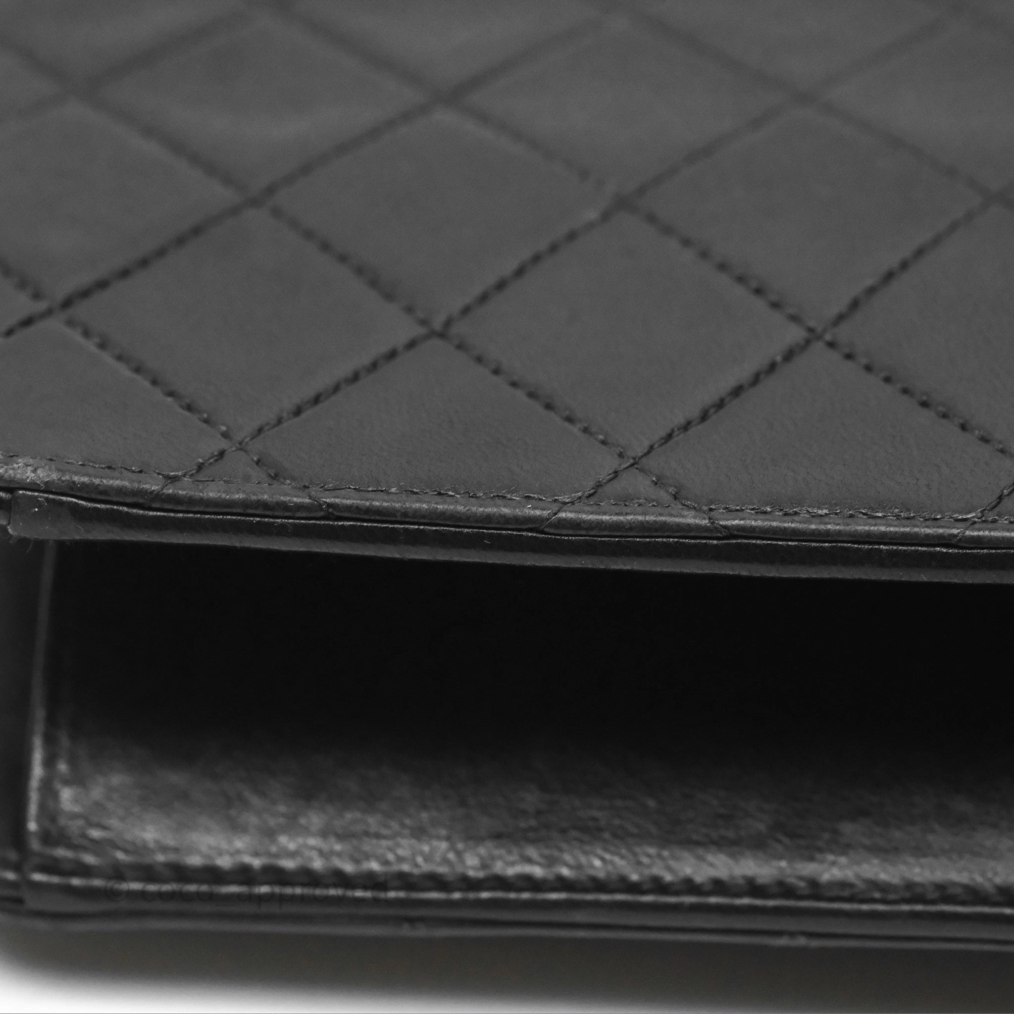 Chanel Vintage Quilted Flap Bag Black Lambskin 24K Gold Hardware
